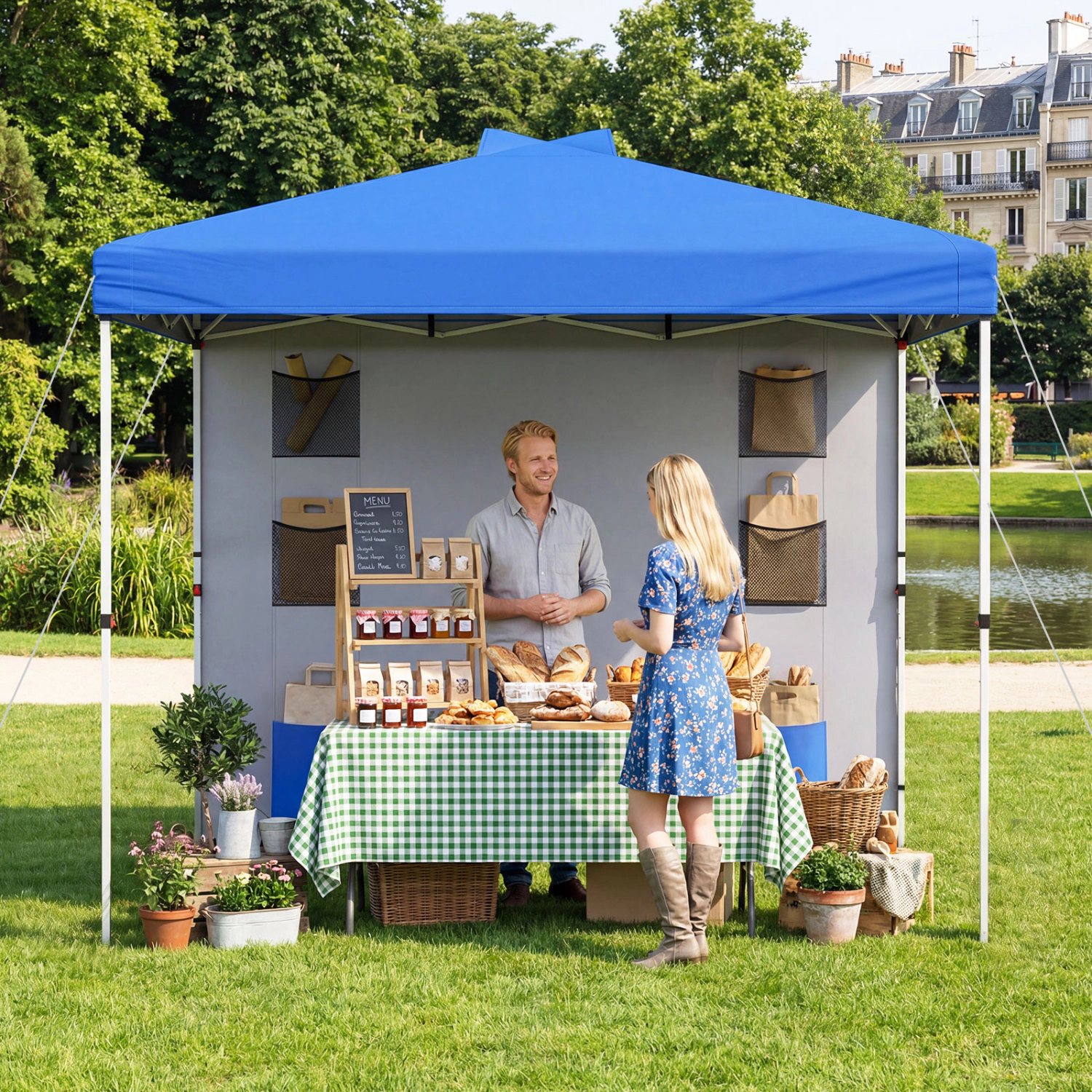 LJG 10 x FT Pop up Canopy Tent with Sidewall 6 Pockets Instant Setup Commercial Gazebo