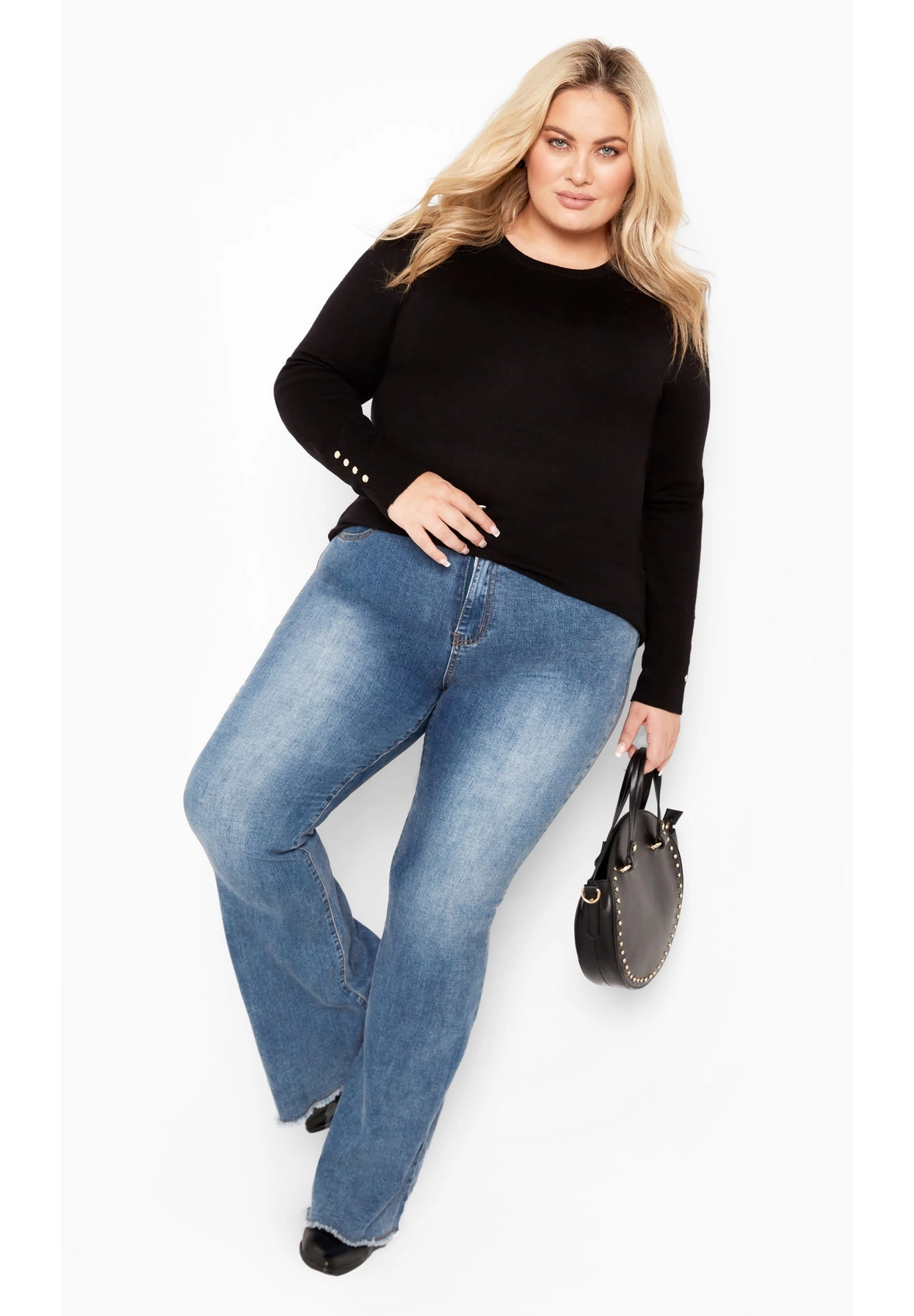 Avenue Women's Plus Lara Button Sweater