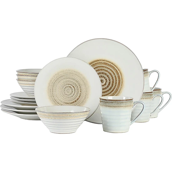Gibson Elite Spiral Embossed 16 Piece Stoneware Dinnerware Set in Blue