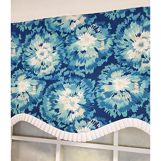 RLF Home Burst Provance 3" Rod Pocket Lining Luxurious and Elegant Window Treatment Valance 50" x 16" Blue