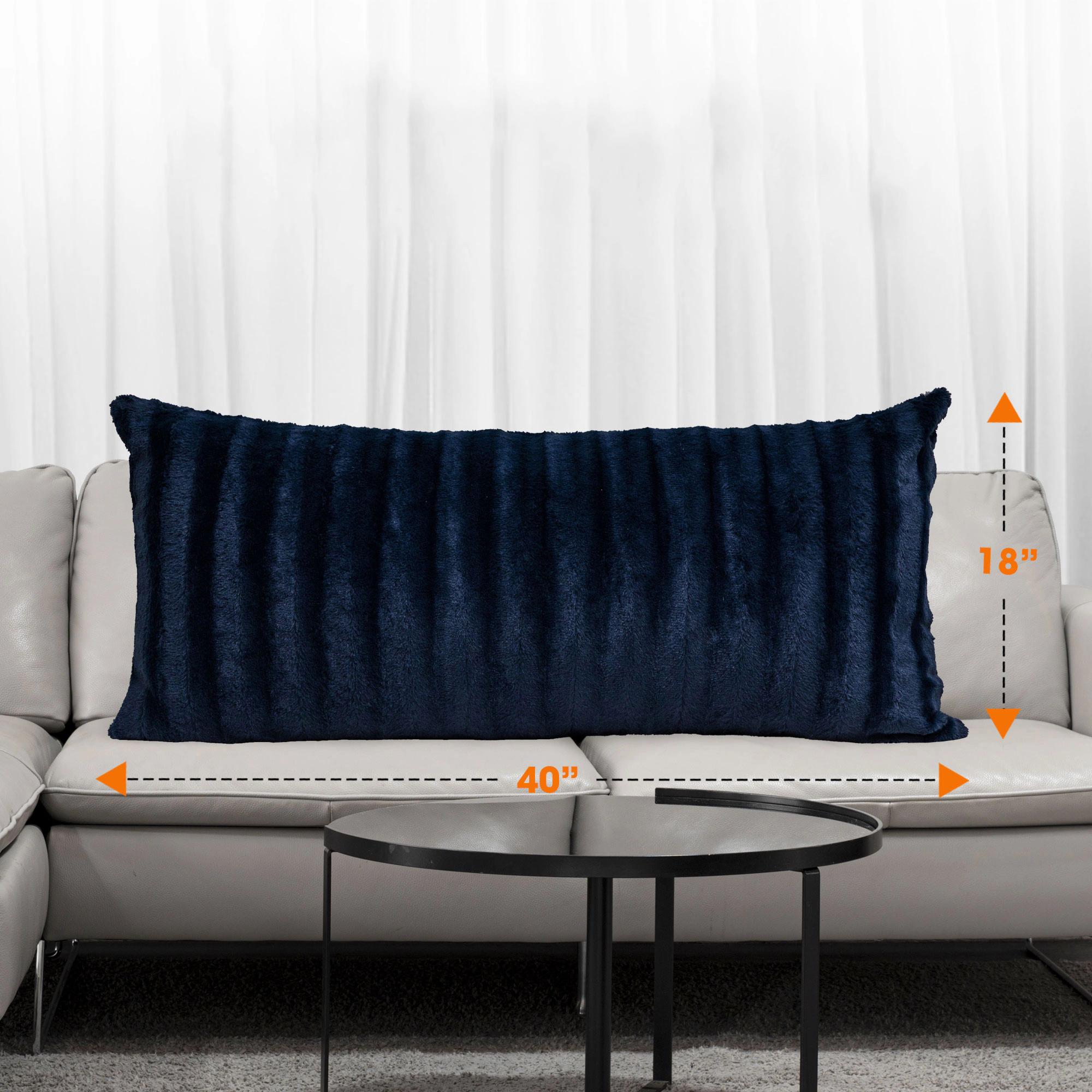 Cheer Collection 18 x 40-Inch Reversible Faux Fur Long Decorative Body Pillow with Plush Insert