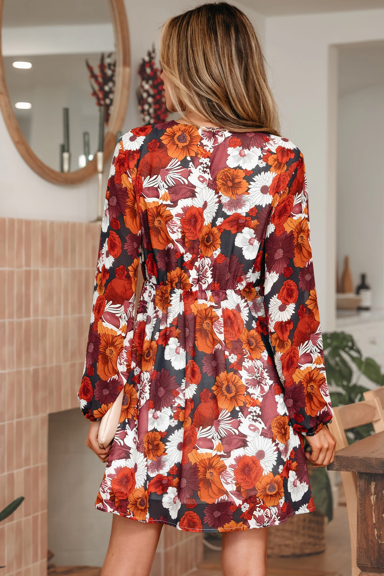 Threaded Pear Womens Marianna Sleeve Flowy Mini Dress