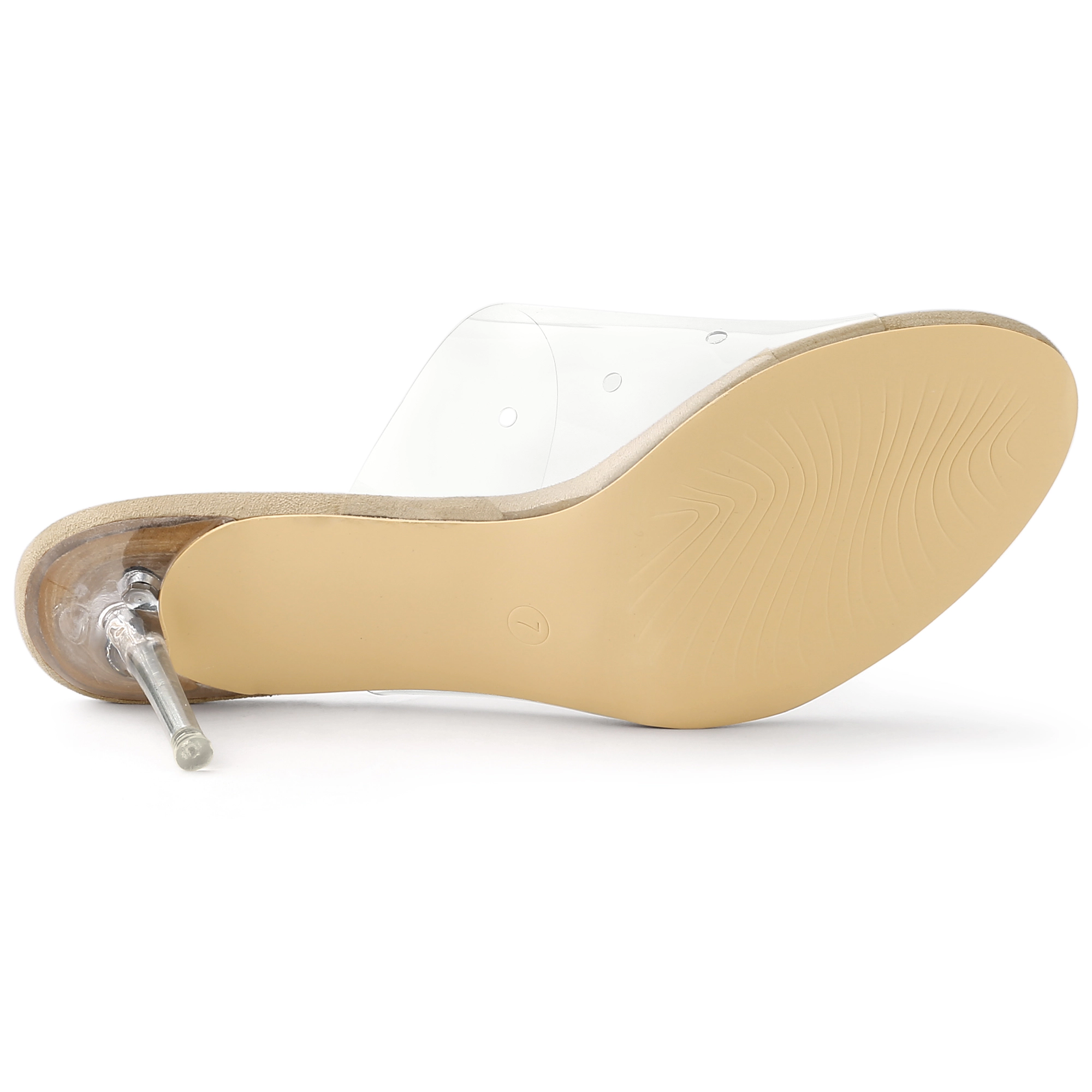 BLISSFUL STEP Women's Clear Strap Stiletto Heel Platform Open Toe Slide Sandals