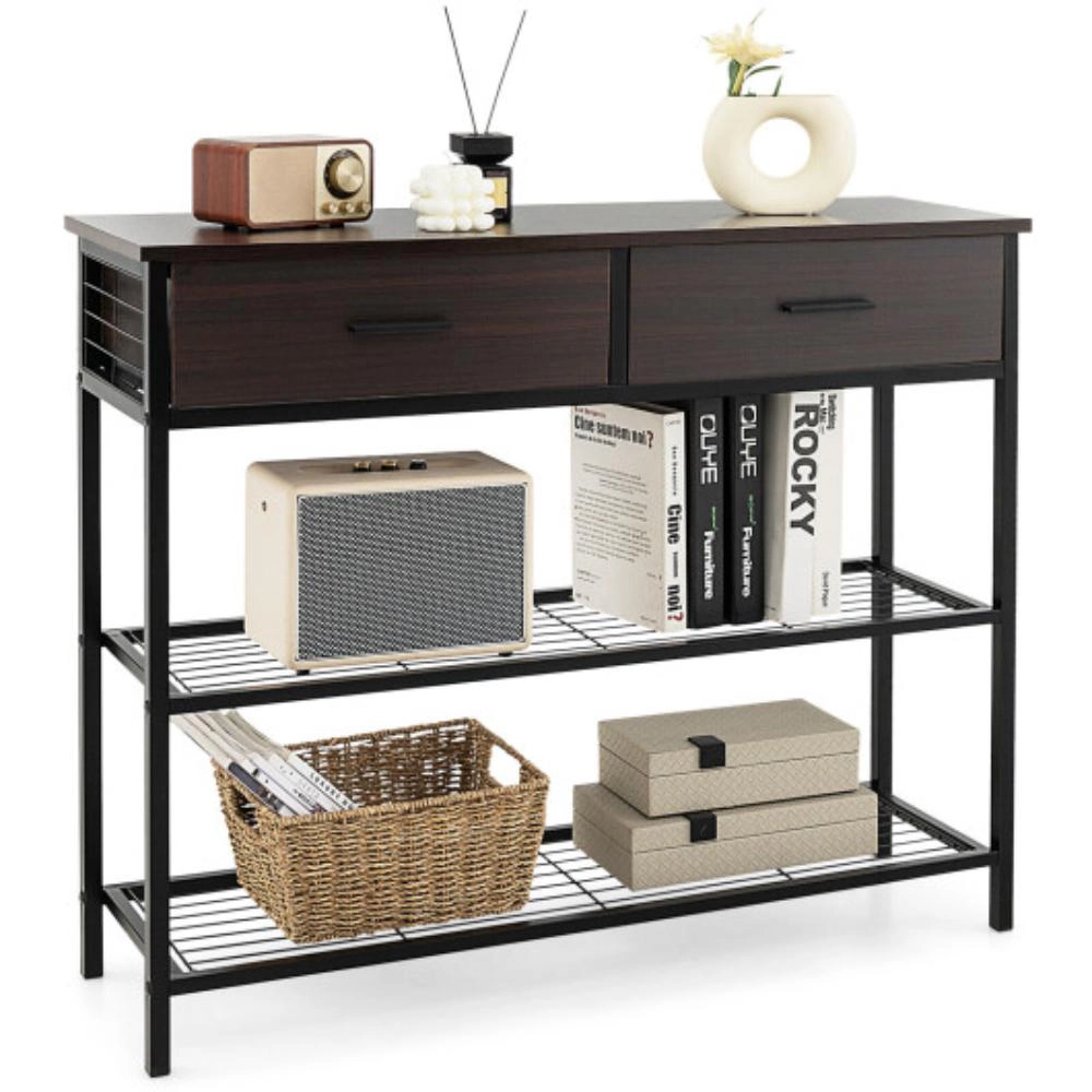 Hivvago Functional 39.5" Hallway Table with Drawers and Two-Level Storage