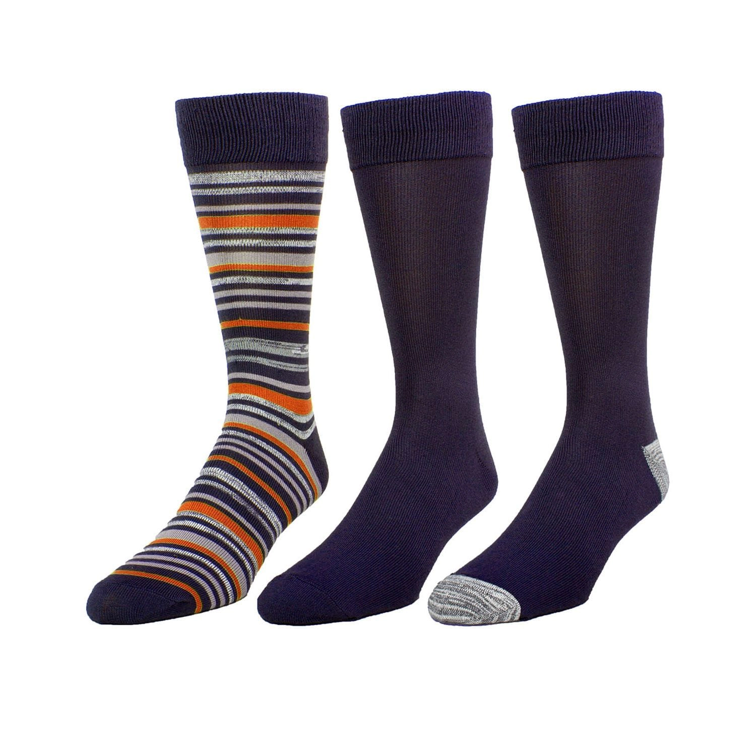 MeMoi 3 Pair Men's Buttersoft Crew Socks - Multicolor Stripes and Solids