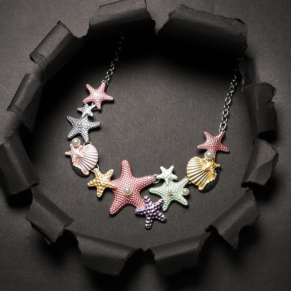 SOHI Women's Metallic Starfish Necklace