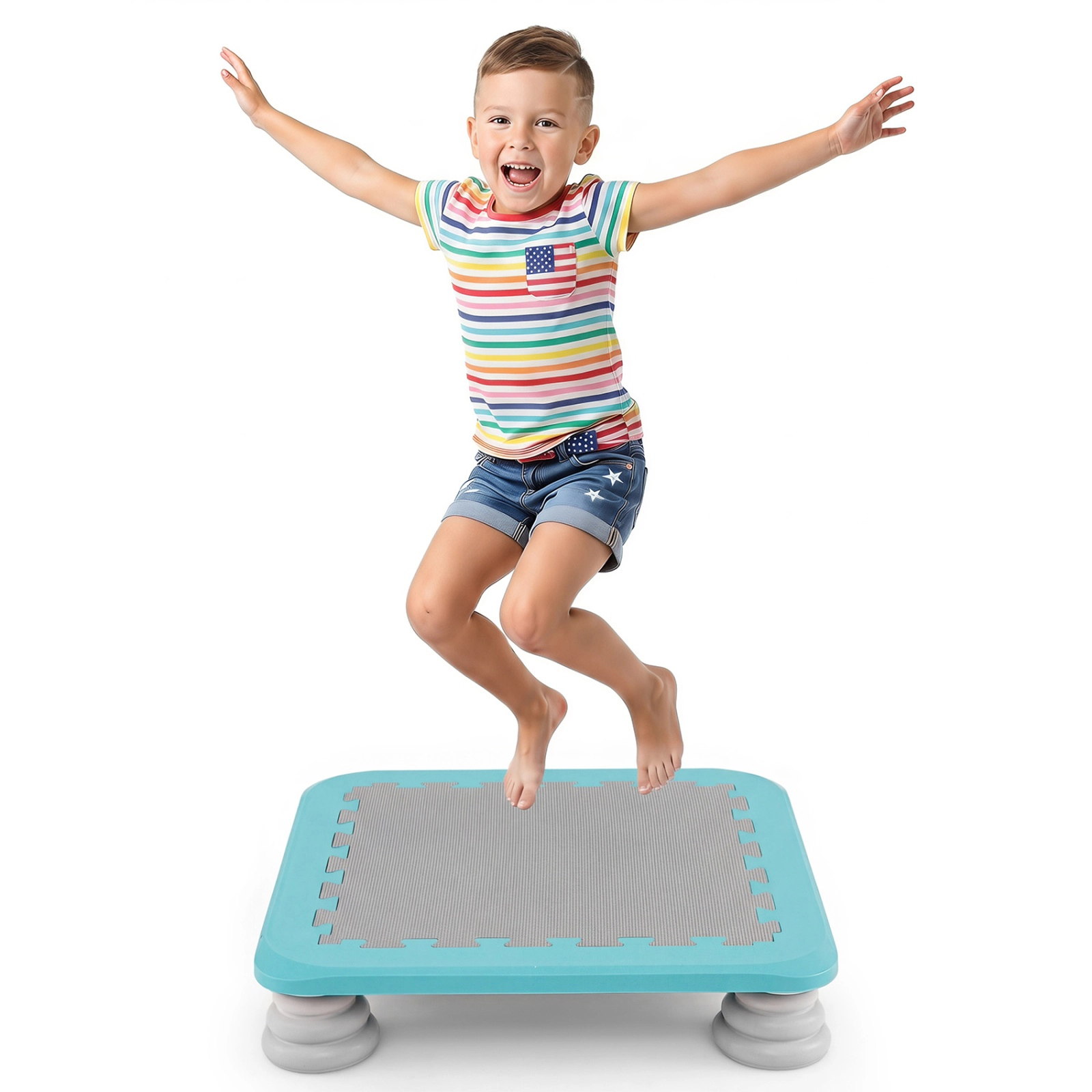 SUGIFT Blue 4 Removable Non-Slip Foot Pads 25.5 Inch Kids Mini Trampoline