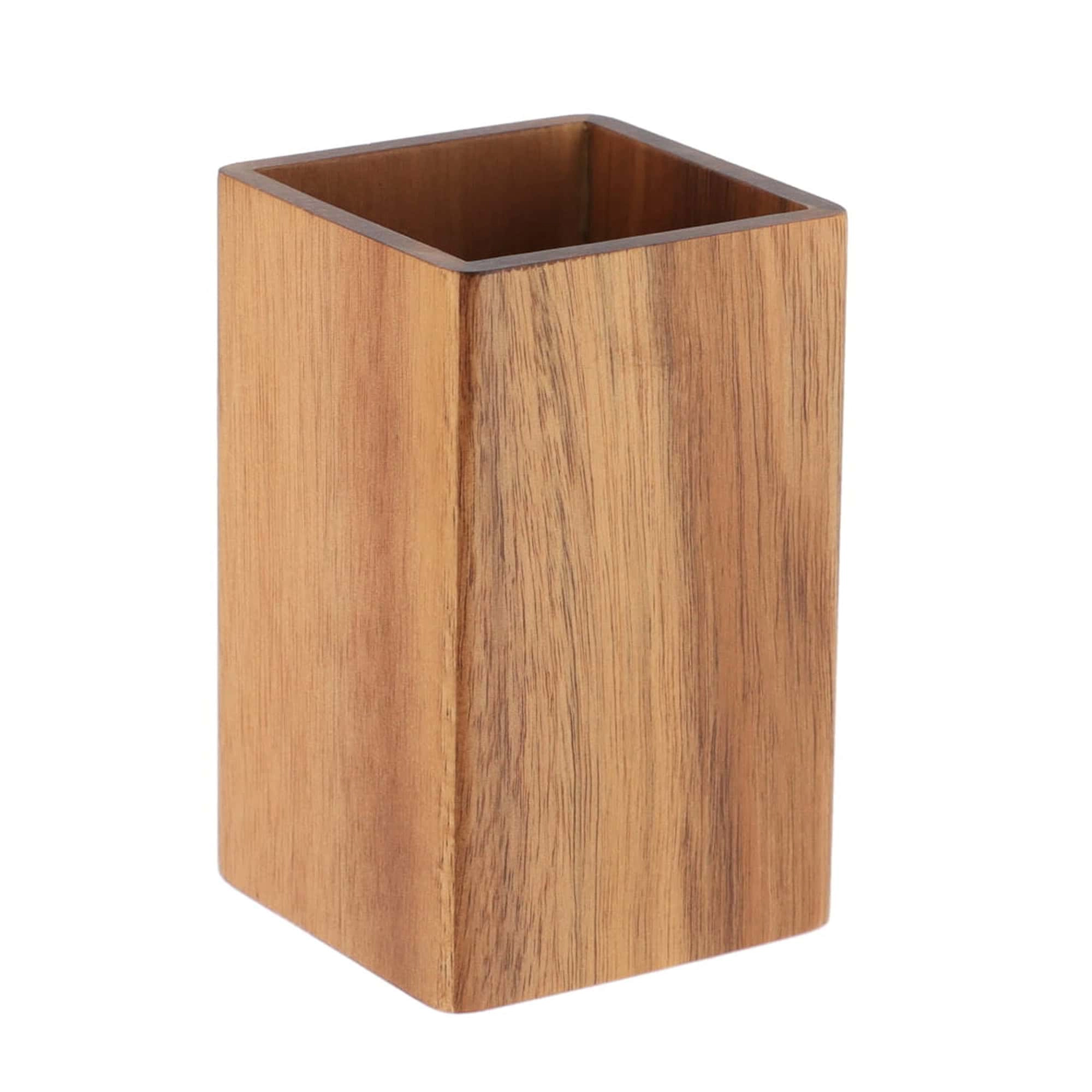 Evideco French Home Goods Acacia Wood Square Tumbler 10 oz