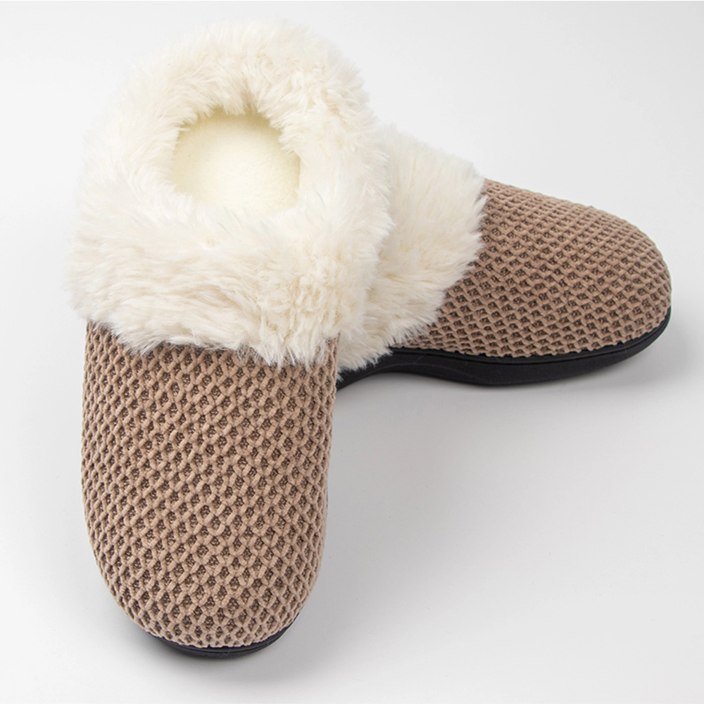 Roxoni Women’s Fleece Trim Knit Sweater Fur Clog Slippers