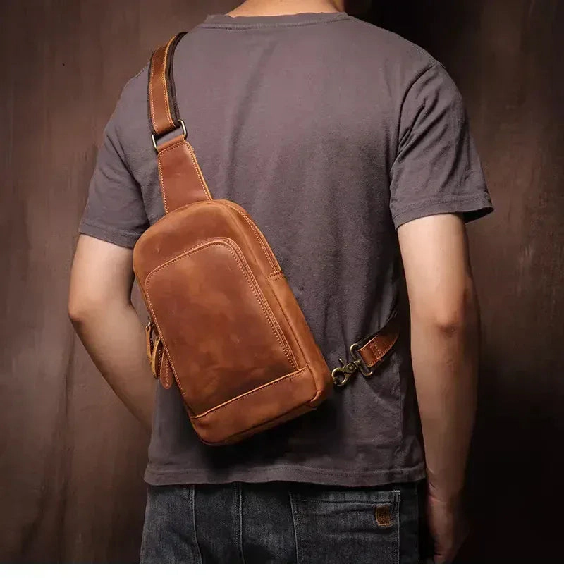 Steel Horse Leather Unisex Erling Leather Sling Bag | Crossbody Leather Pack