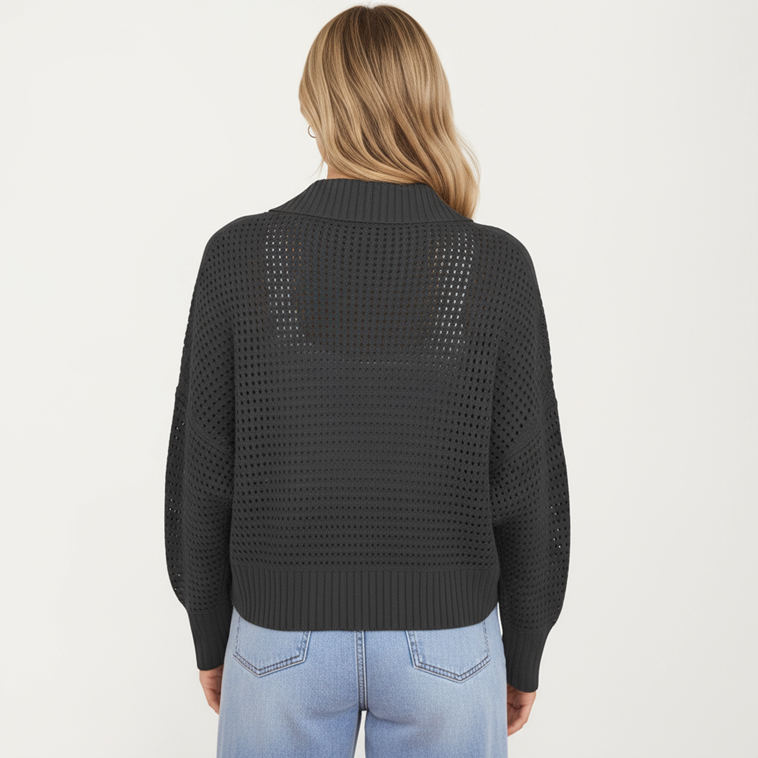 Anna-Kaci Women's Open Front Long Sleeve Knit Fashion Cardigan with Textured Hollow-Out Design