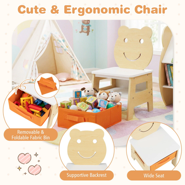 Hivvago 3-In-1 Kids Art Table And Chair With Storage And Reversible Whiteboard Chalkboard For Ages 3-10 Years Old