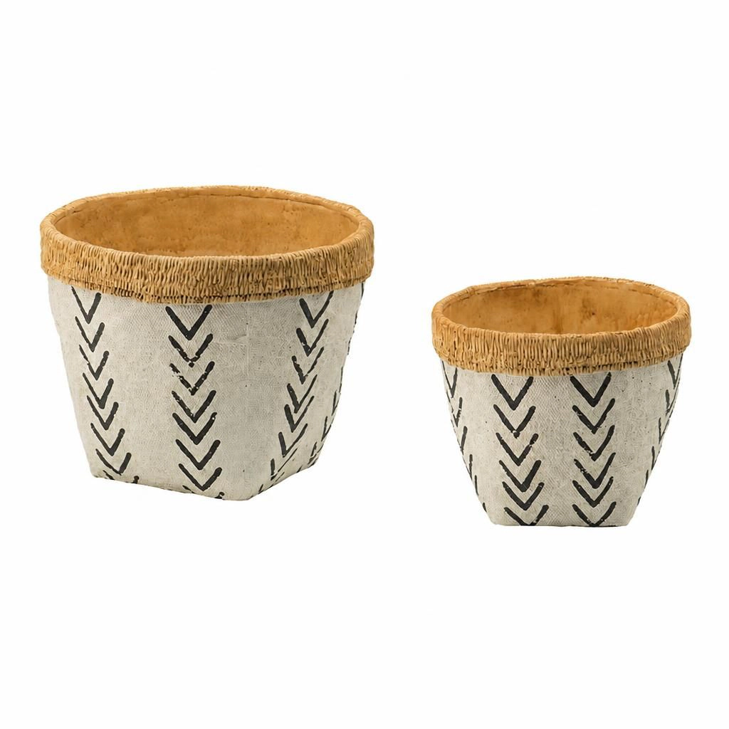 WOW PIONEER Durable Cement Garden Planter Pot for Flowers Herbs Vegetables Outdoor Indoor