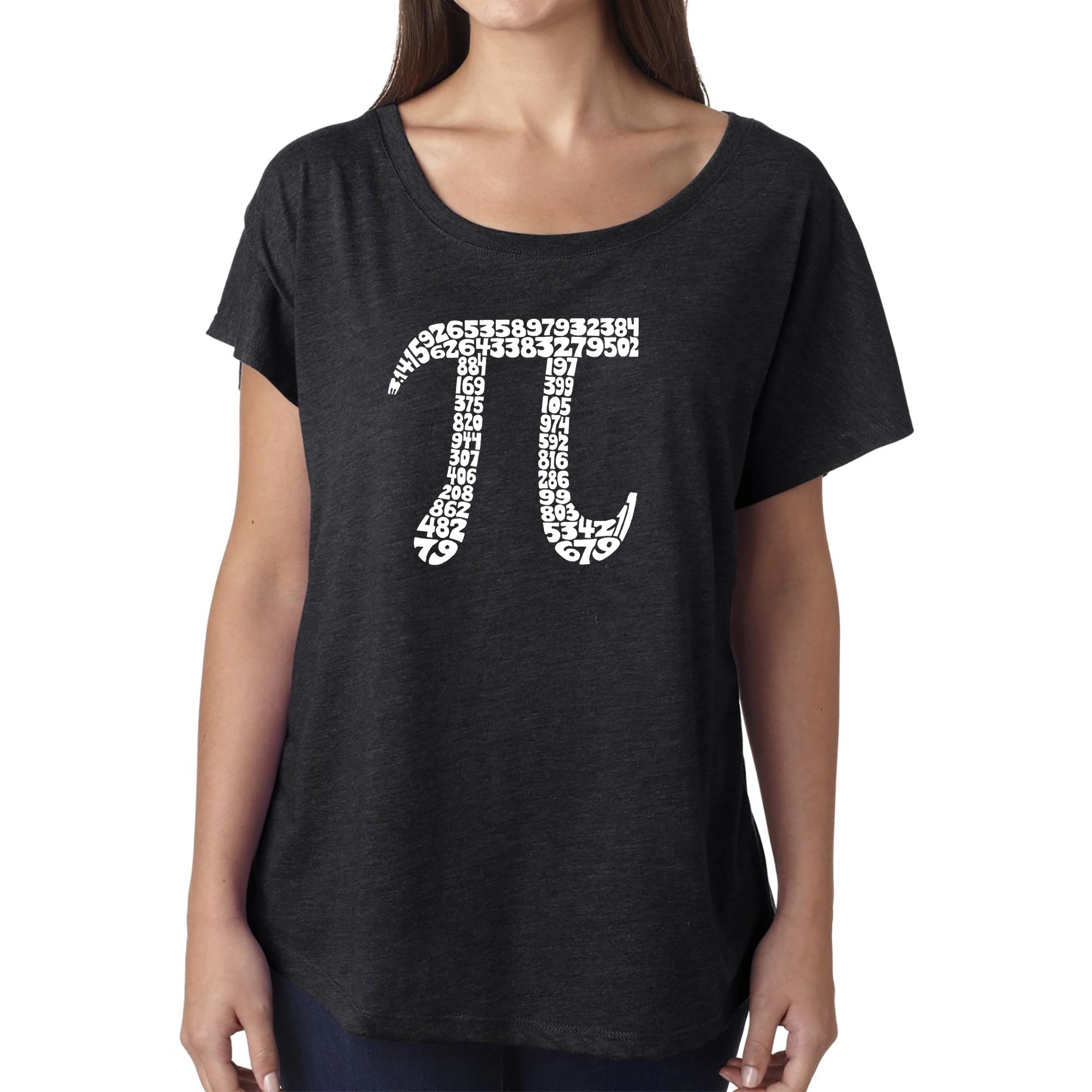 LA Pop Art Women's Dolman Word Shirt - The First 100 Digits Of Pi