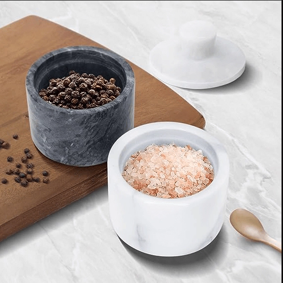 Saboga Home™ Marble Salt Cellar with Lid