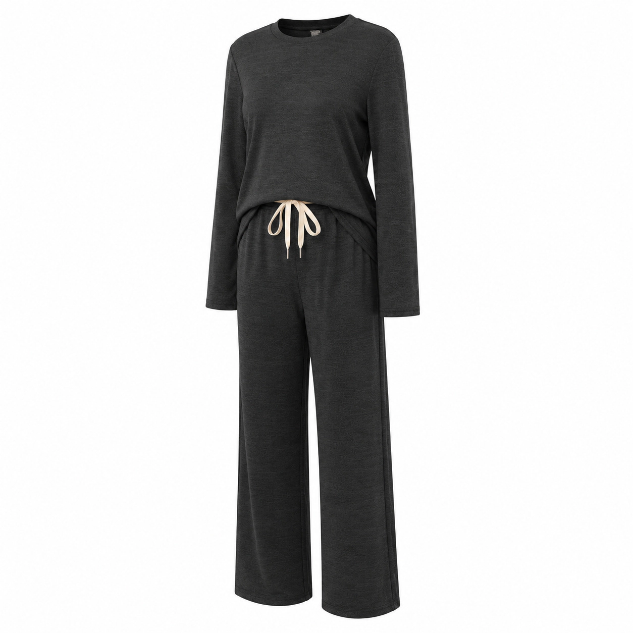 WZK Womens 2-Piece Long Sleeve Soft Crewneck Sleepwear Lounge Set