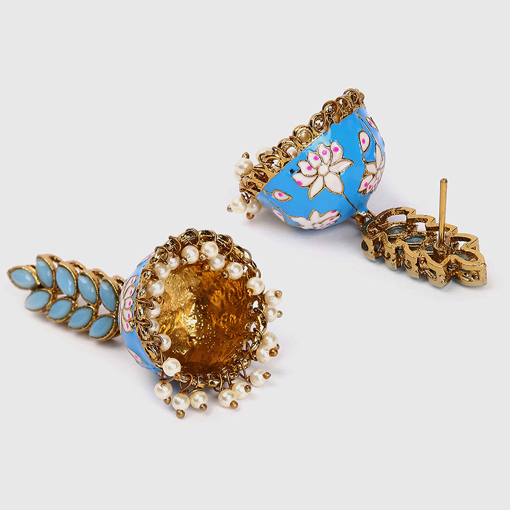SOHI Women's Floral-Enamel Drop Earrings