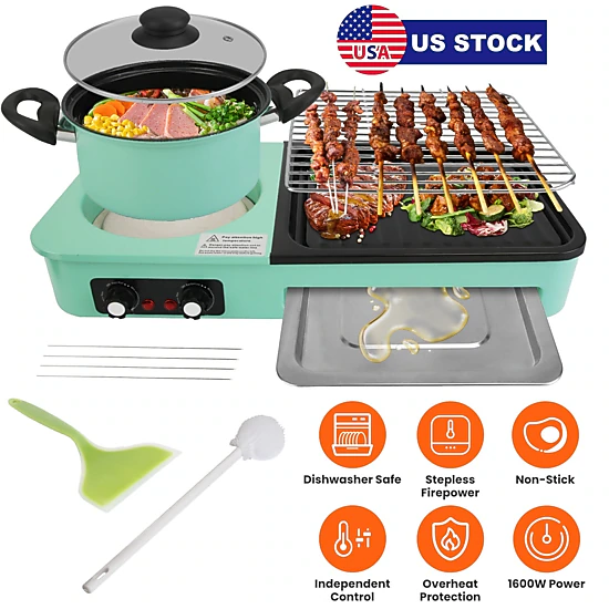 GBruno 3-in-1 Electric Hot Pot With Grill
