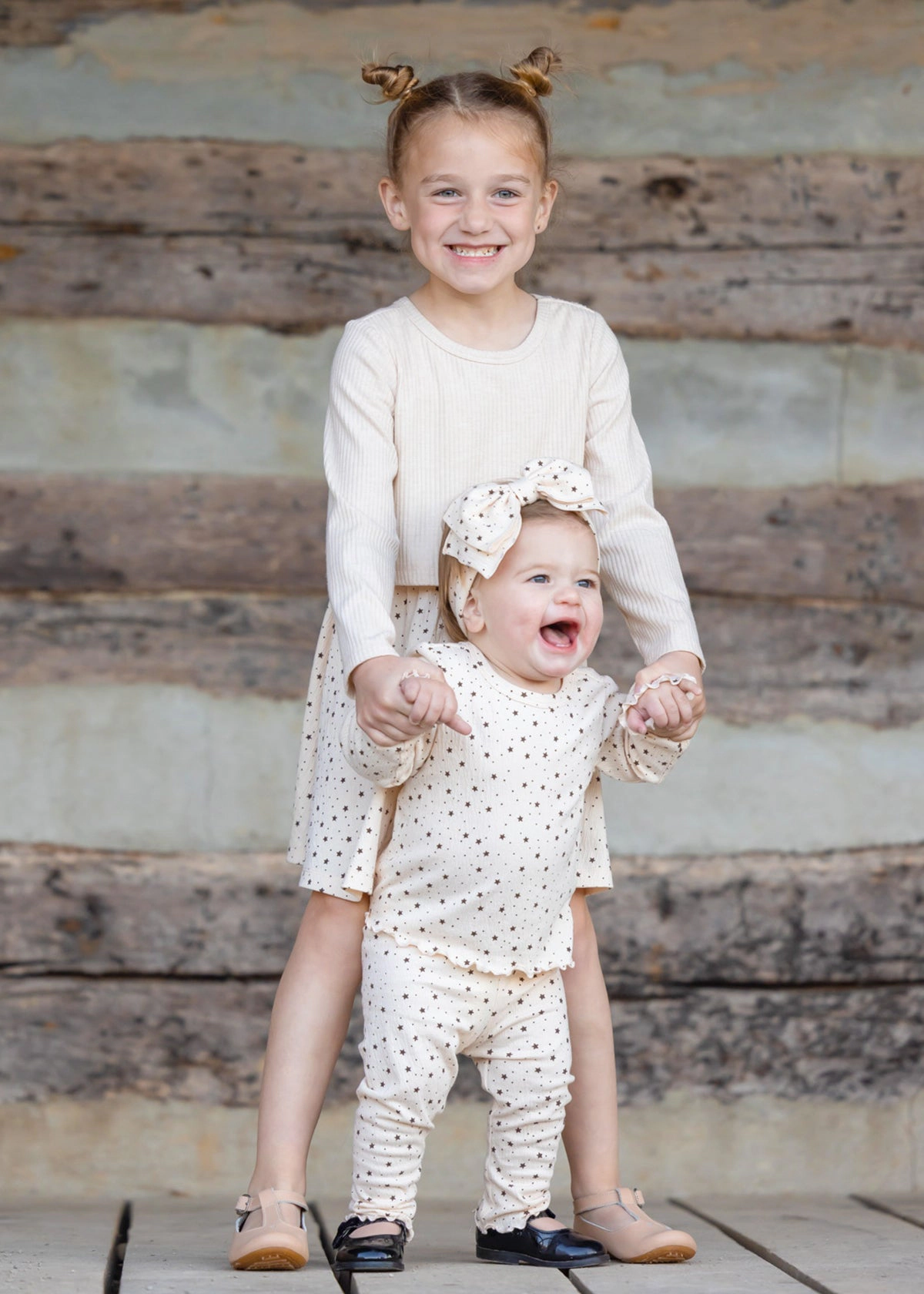 Mabel and Honey Starry Night Textured Knit 2-Piece Set - Cream