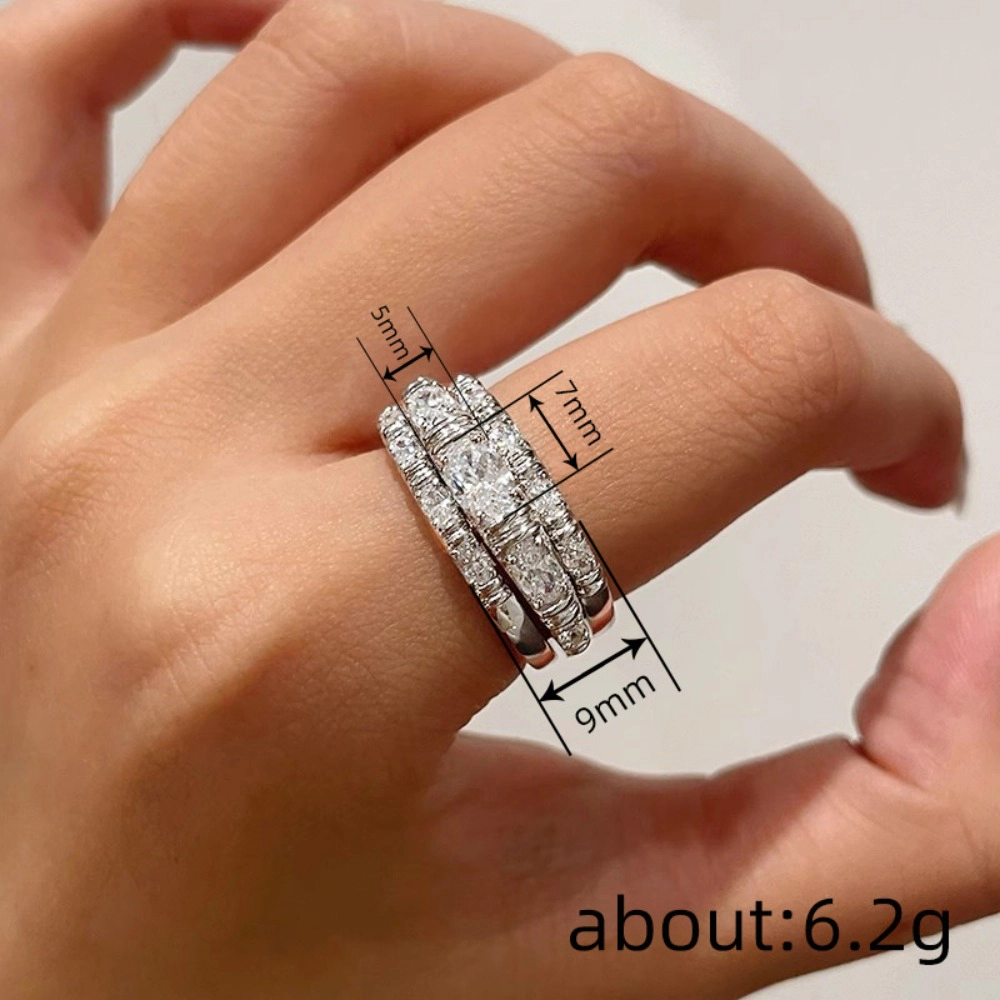 3pcs Women's Sparkling Cubic Zirconia Elegant Exquisite Ring