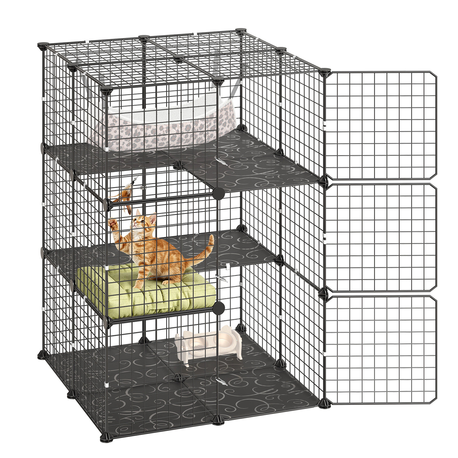 HONGGE Cat Cage DIY Cat Playpen Indoor Enclosure Detachable Metal Wire Kennel Crate with Large Exercise Place Ideal for