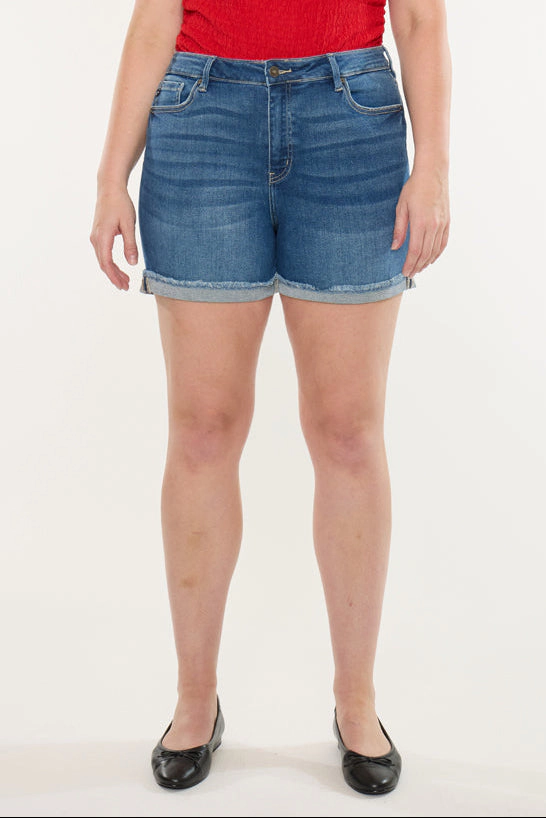 KanCan Women's Plus High Rise Shorts Sunny