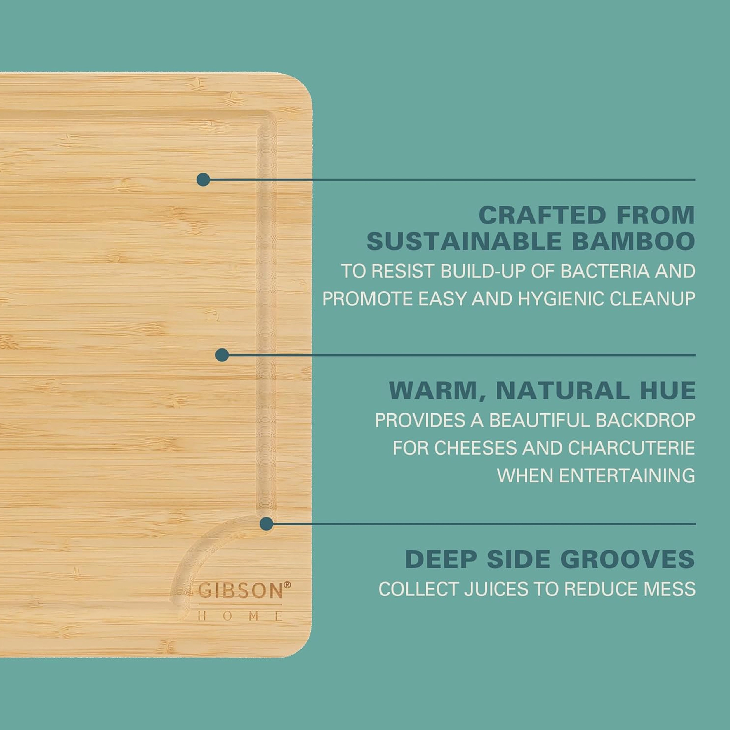 Gibson Home Forestview 2 Piece Rectangle Bamboo Cutting Board Set with Juice Grooves