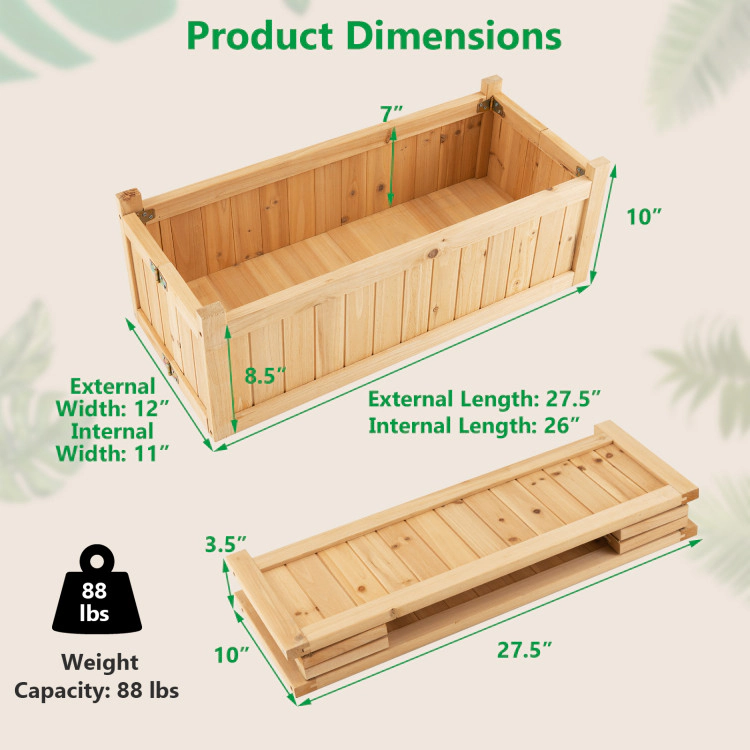 Hivvago Folding Wooden Raised Garden Bed with Removable Bottom for Herbs Fruits Flowers
