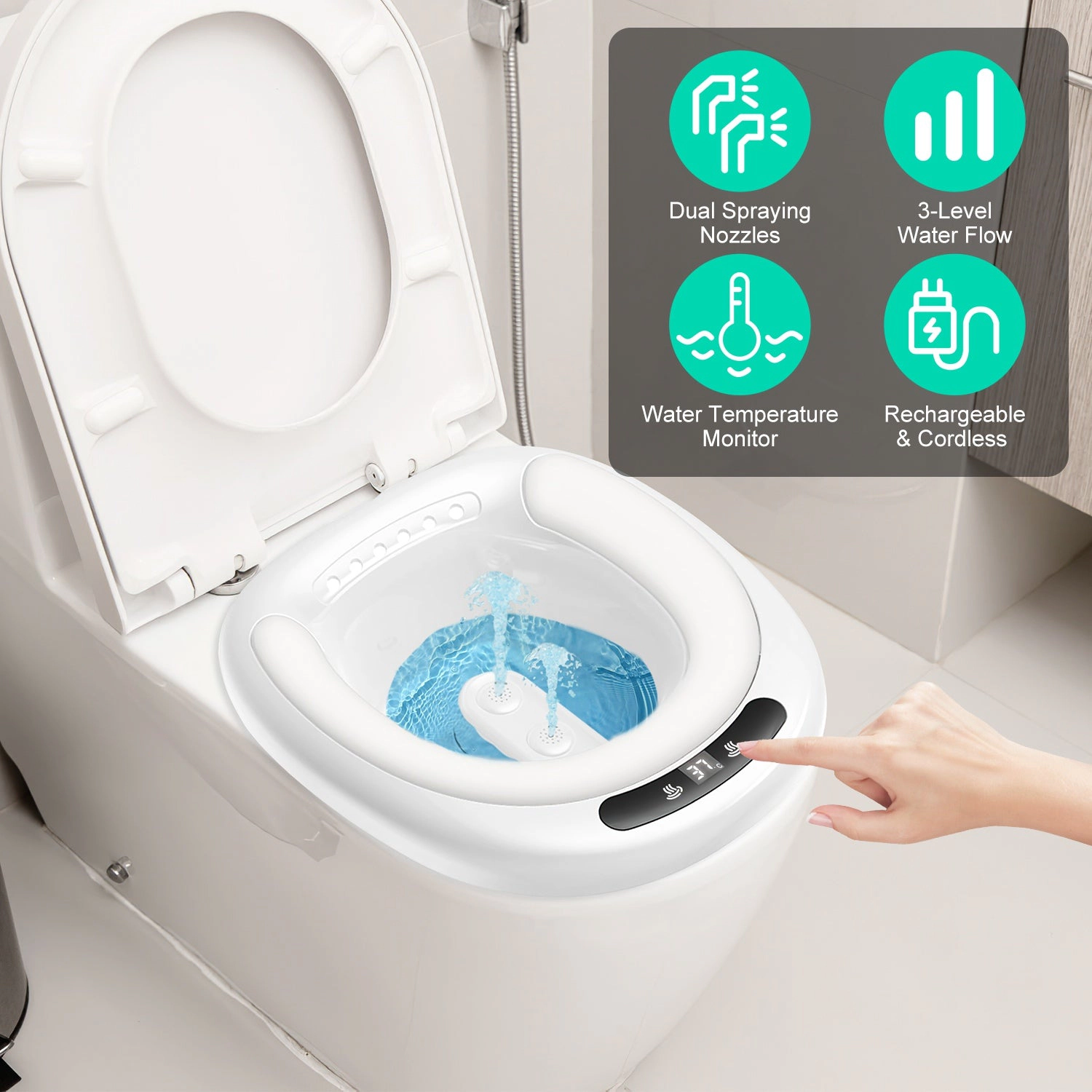 GBruno Electric Sitz Bath Tub With Dual Nozzles