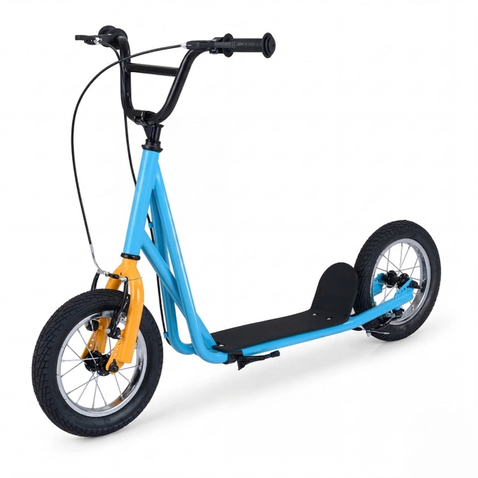 SUGIFT Height Adjustable Kid Kick Scooter with 12-in Air Filled Wheels 165-lb Capacity Ages 8+ Carbon Steel Frame Blue
