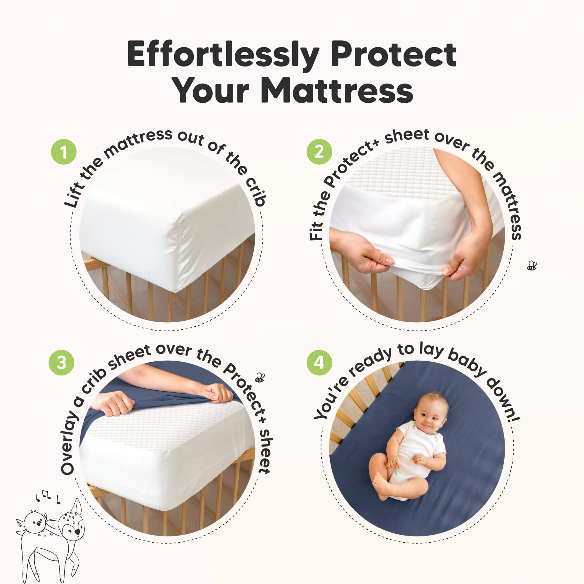 KeaBabies 2-Pack Quin Protect+ Waterproof Crib Mattress Protector