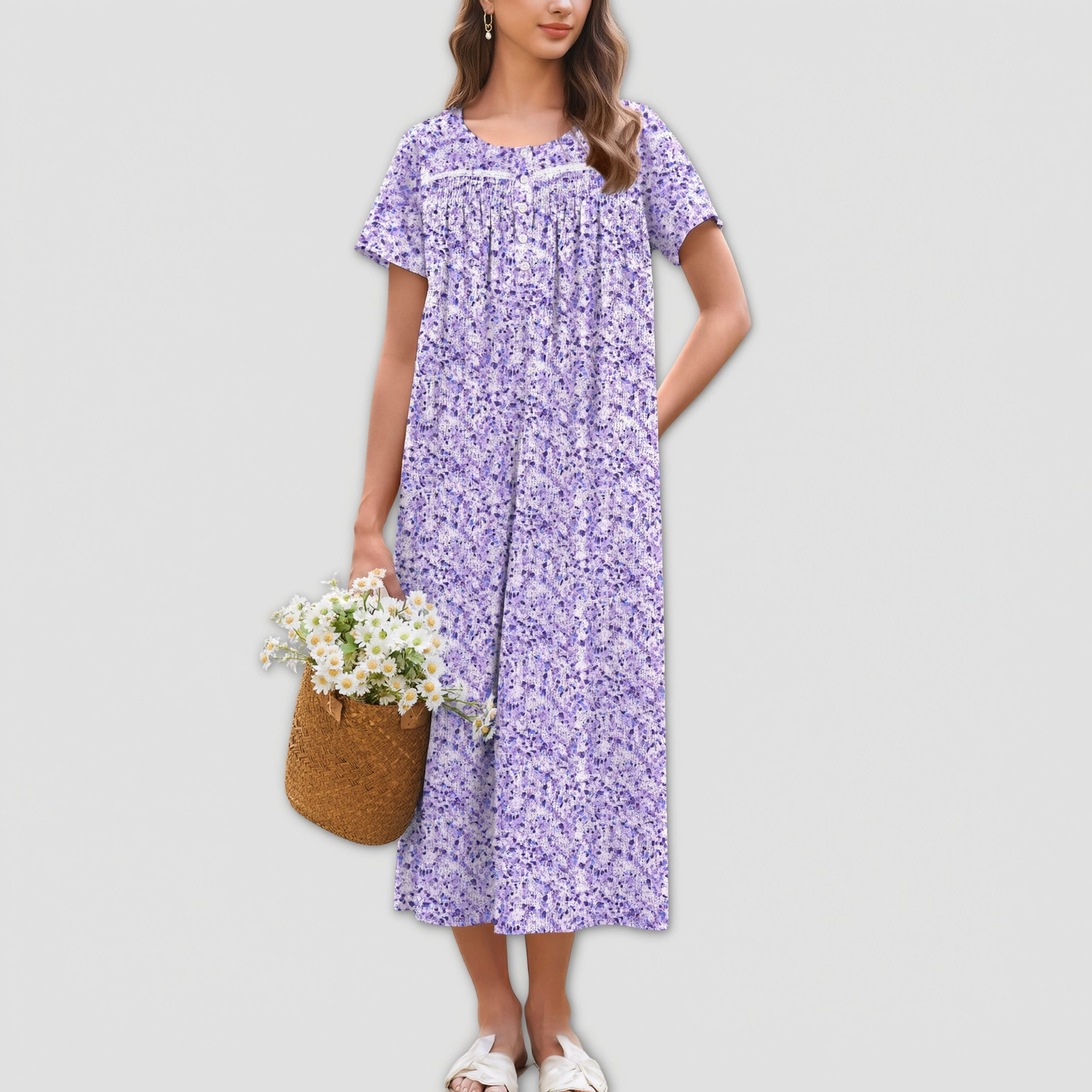 Ekouaer Cotton Nightgowns for Women Long Night Gown Sleepdress Victorian Sleepwear Nightdress