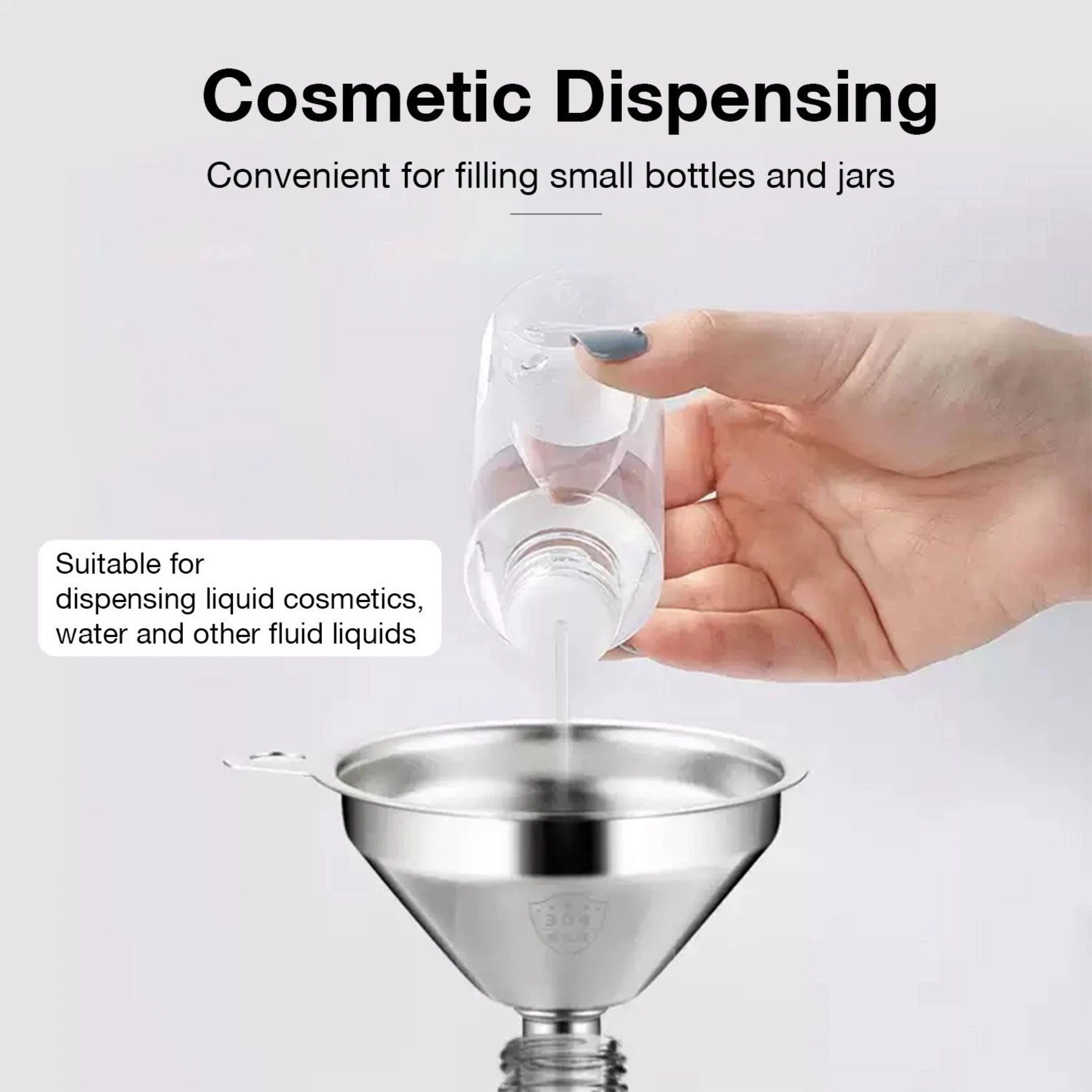 Home Collection Stainless Steel Kitchen Funnel Set with 2 Cleaning Brushes 5 Piece