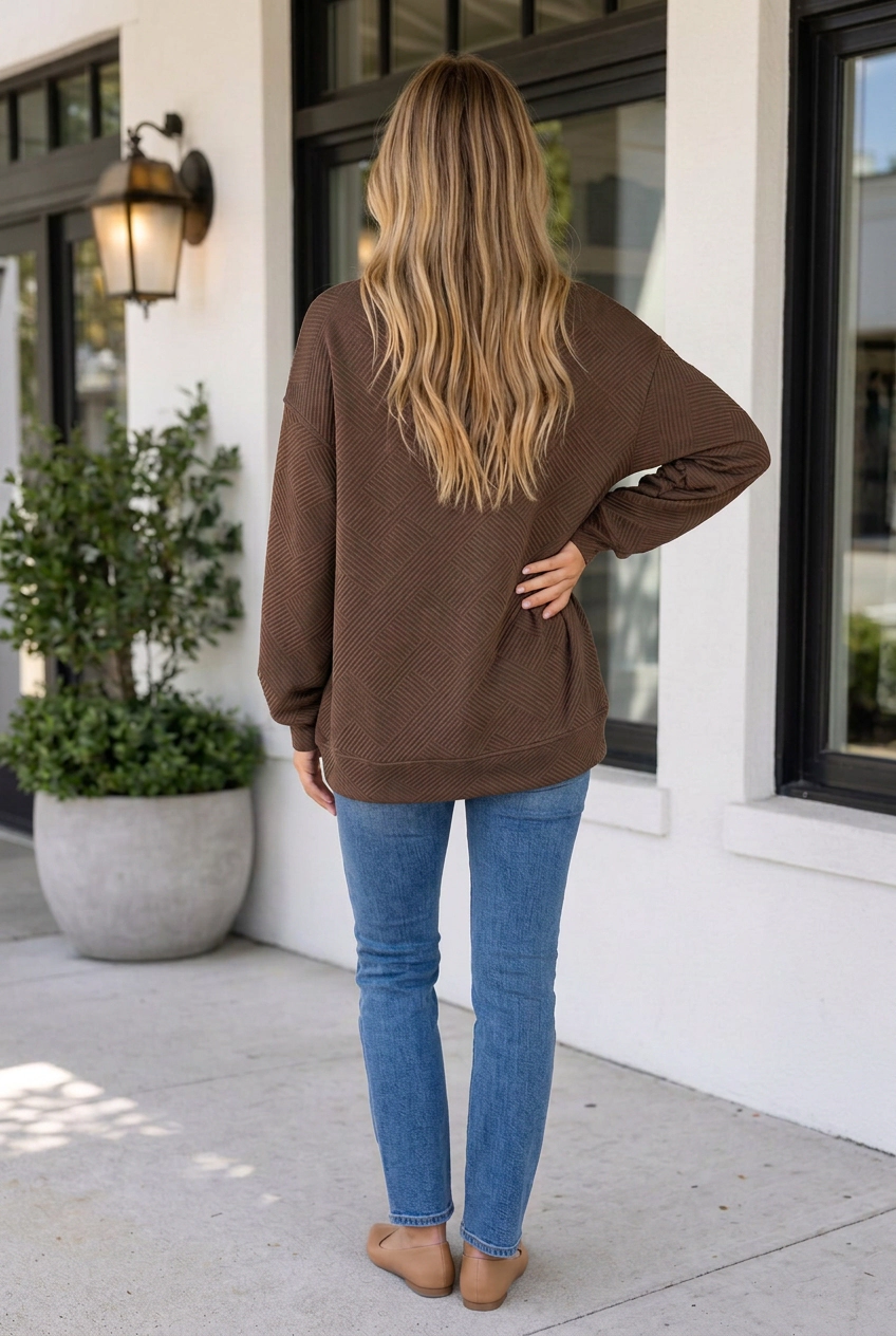 Threaded Pear Women's Teresa Textured Drop Shoulder Pullover