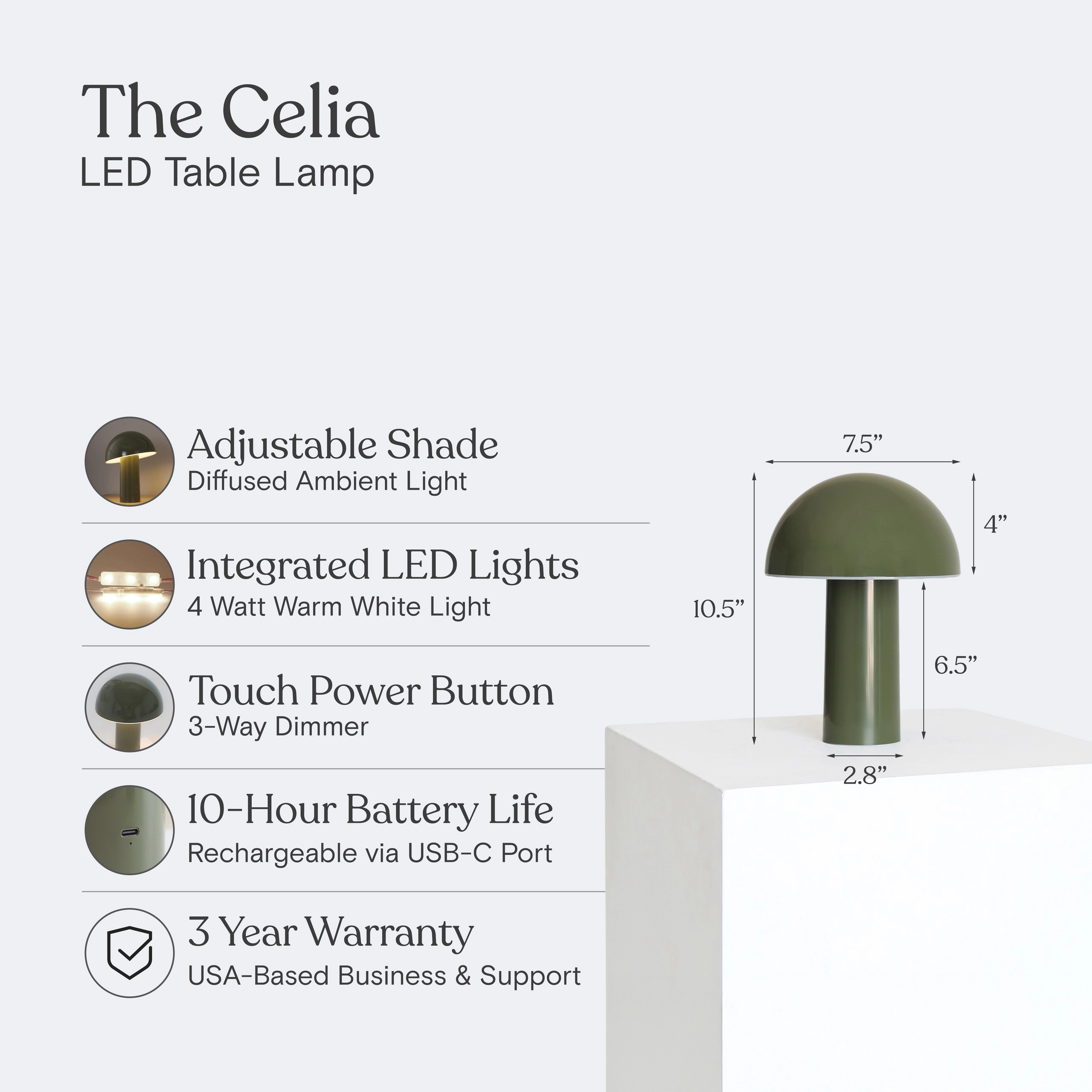 Brightech Celia Portable Mushroom Table Lamp