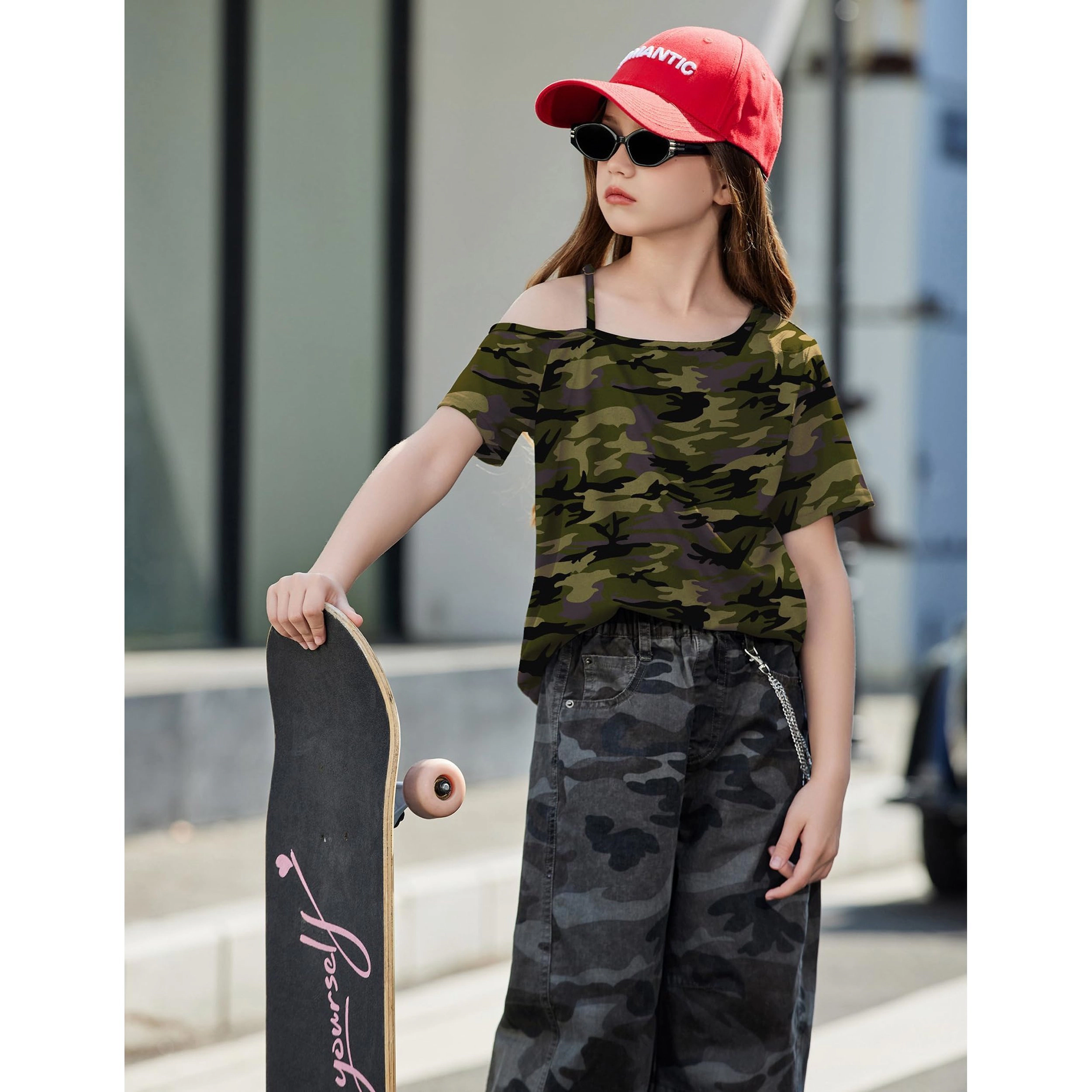 Arshiner Girl's Tie Dye Short Sleeve One Shoulder T-Shirt