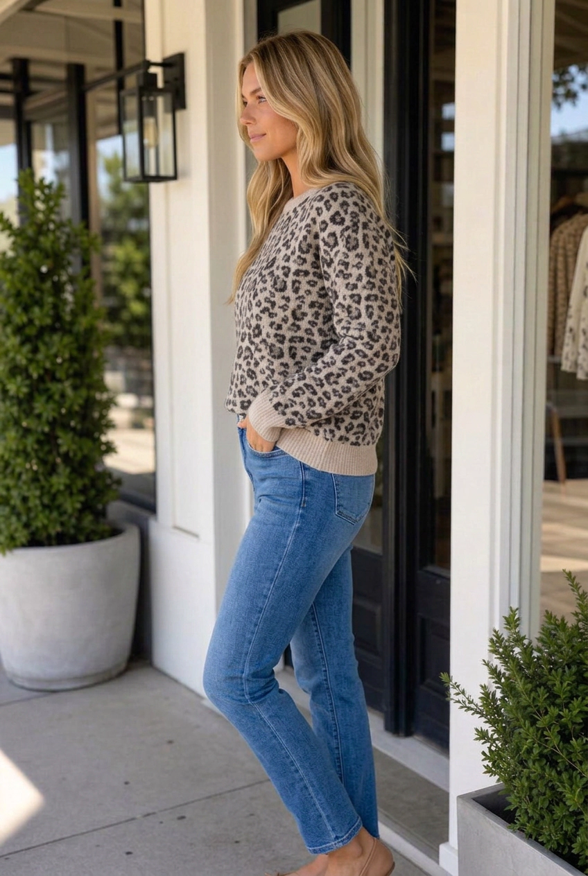 Threaded Pear Women's Kristinia Block Trim Pullover Sweater