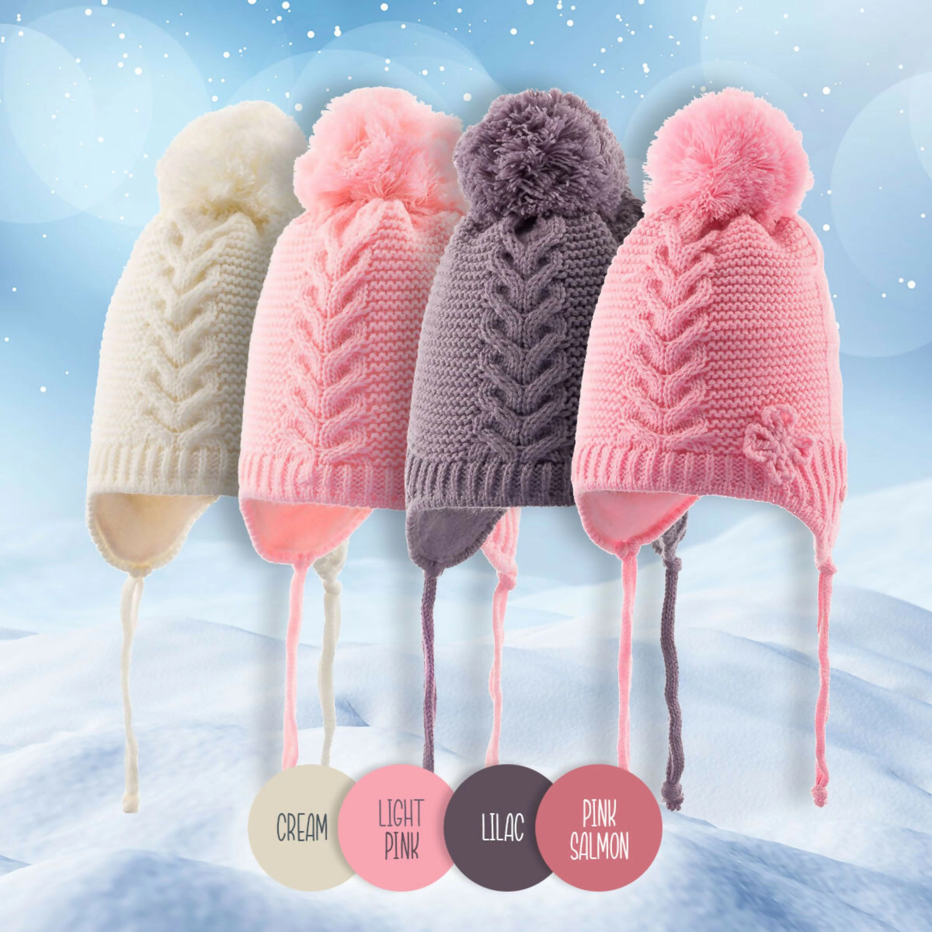 Wear Sierra Infant Girls Knitted Winter Beanie with Pompom