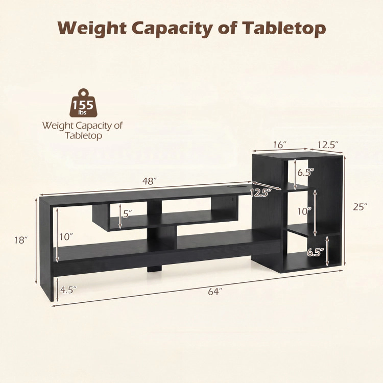 Hivvago Cube Tv Stand For 55 Inch With Power Outlets And Open Storage Shelves