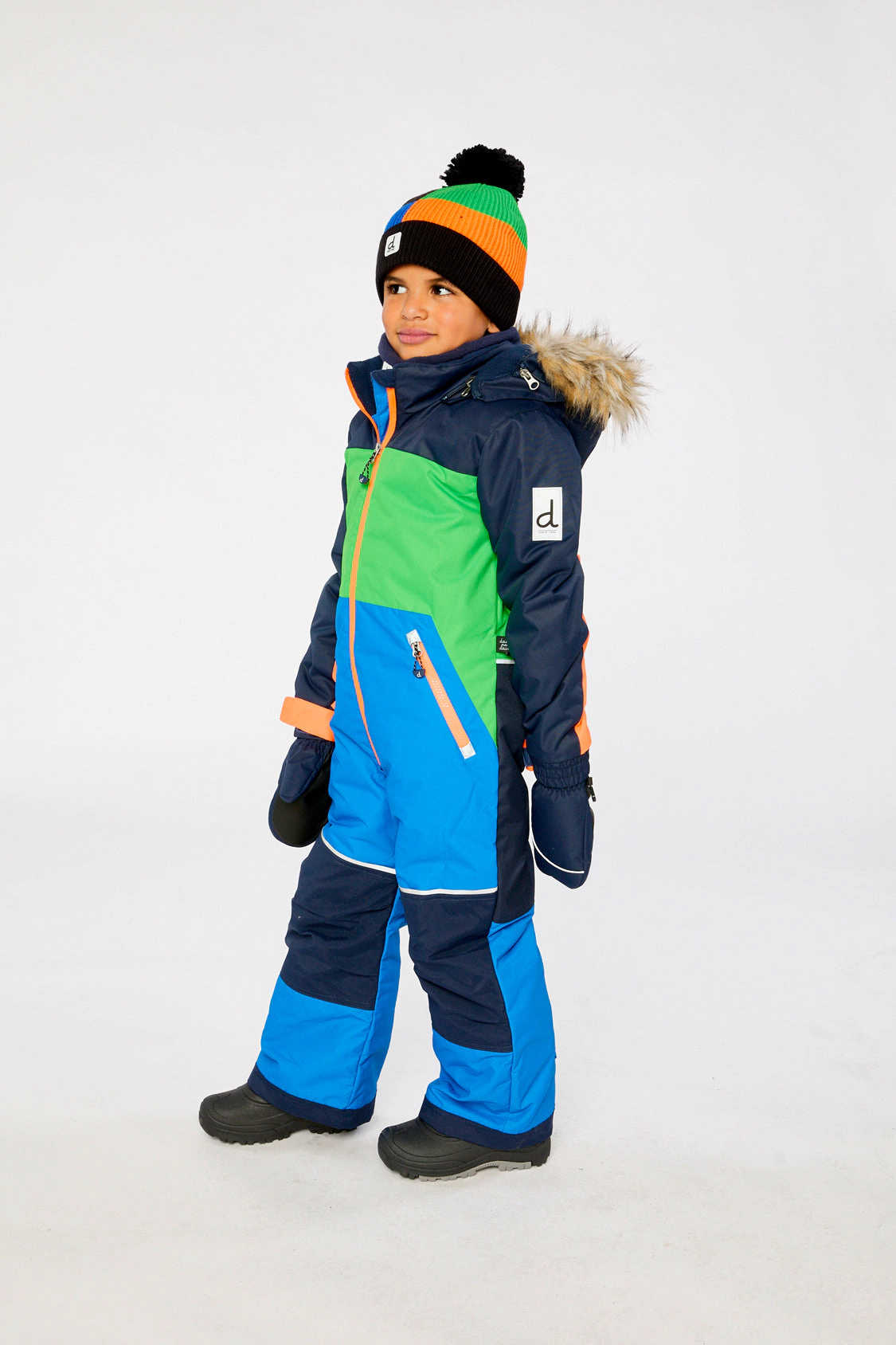 Deux par Boys Colorblock One Piece Discover Snowsuit with Detachable Hood