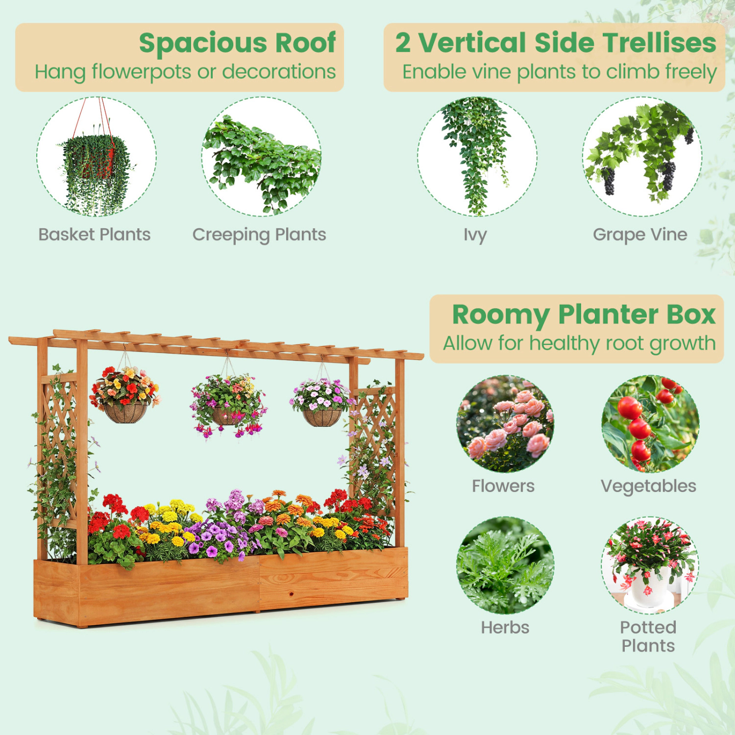 SlickBlue Outdoor Raised Garden Bed with Large Wooden Planter Box