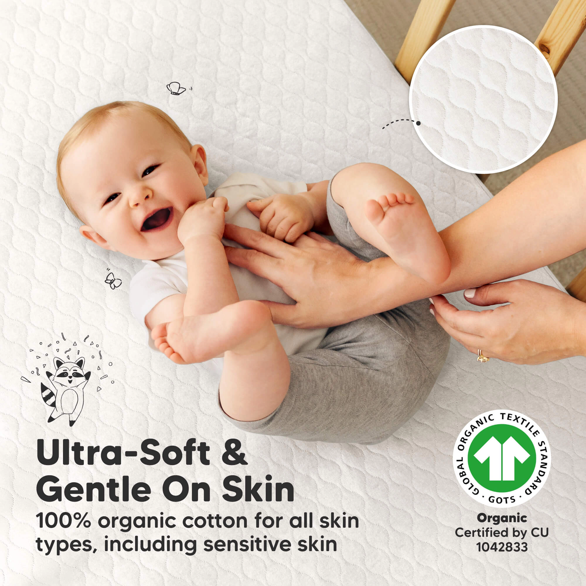 KeaBabies 1-Pack Mavy Protect+ Waterproof Crib Mattress Protector
