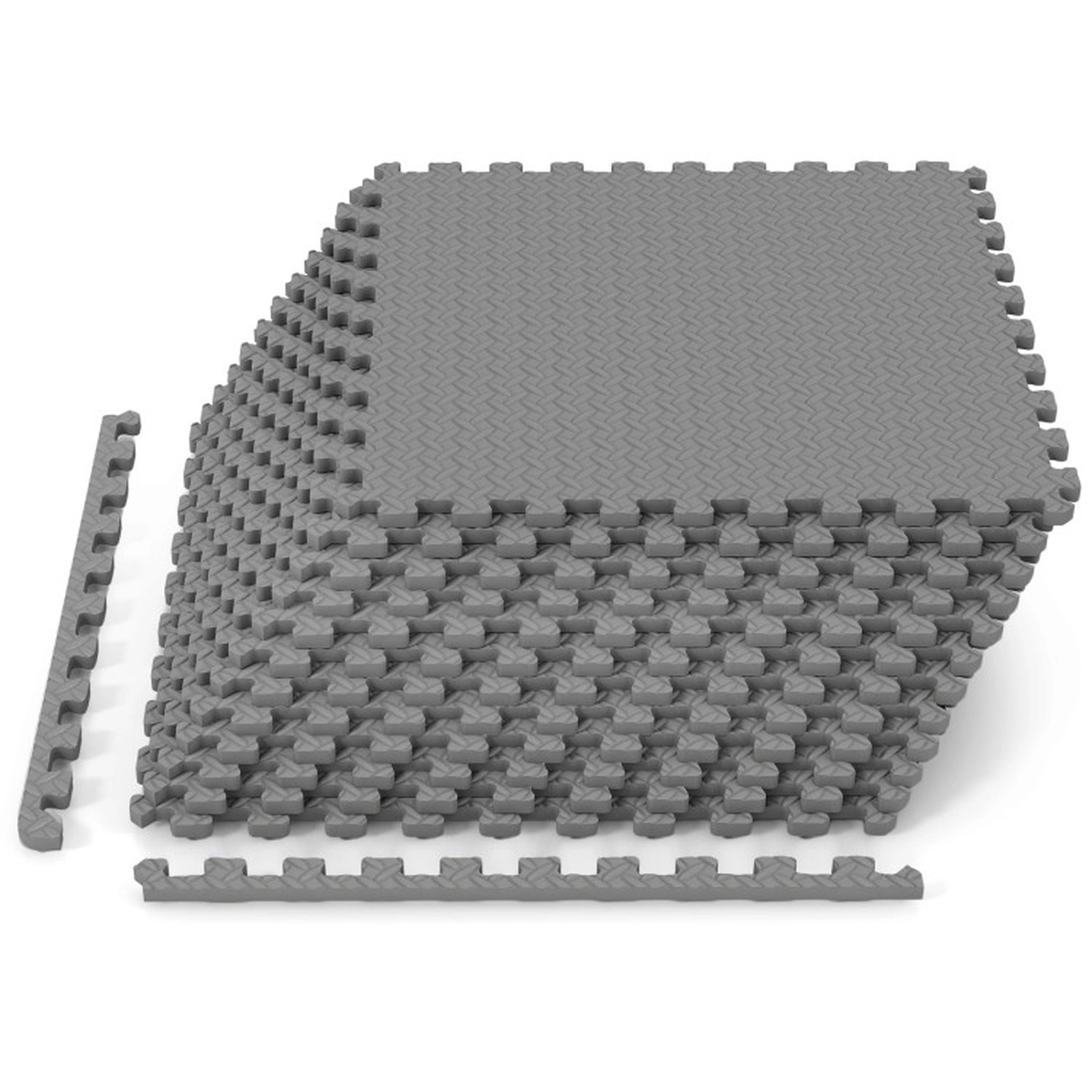 SUGIFT Gray 12-Piece 25-in x 25-in 0.5-in Thick Interlocking EVA Foam Puzzle Exercise Floor Mats with Borders