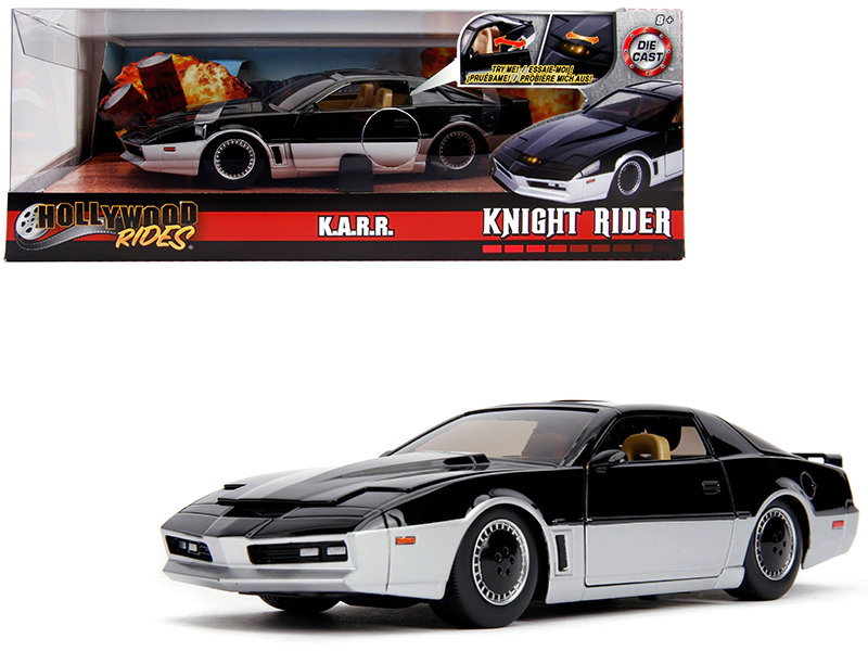Jada K.A.R.R. Black and Silver with Light "Knight Rider" (1982) TV Series "Hollywood Rides" Series 1/24