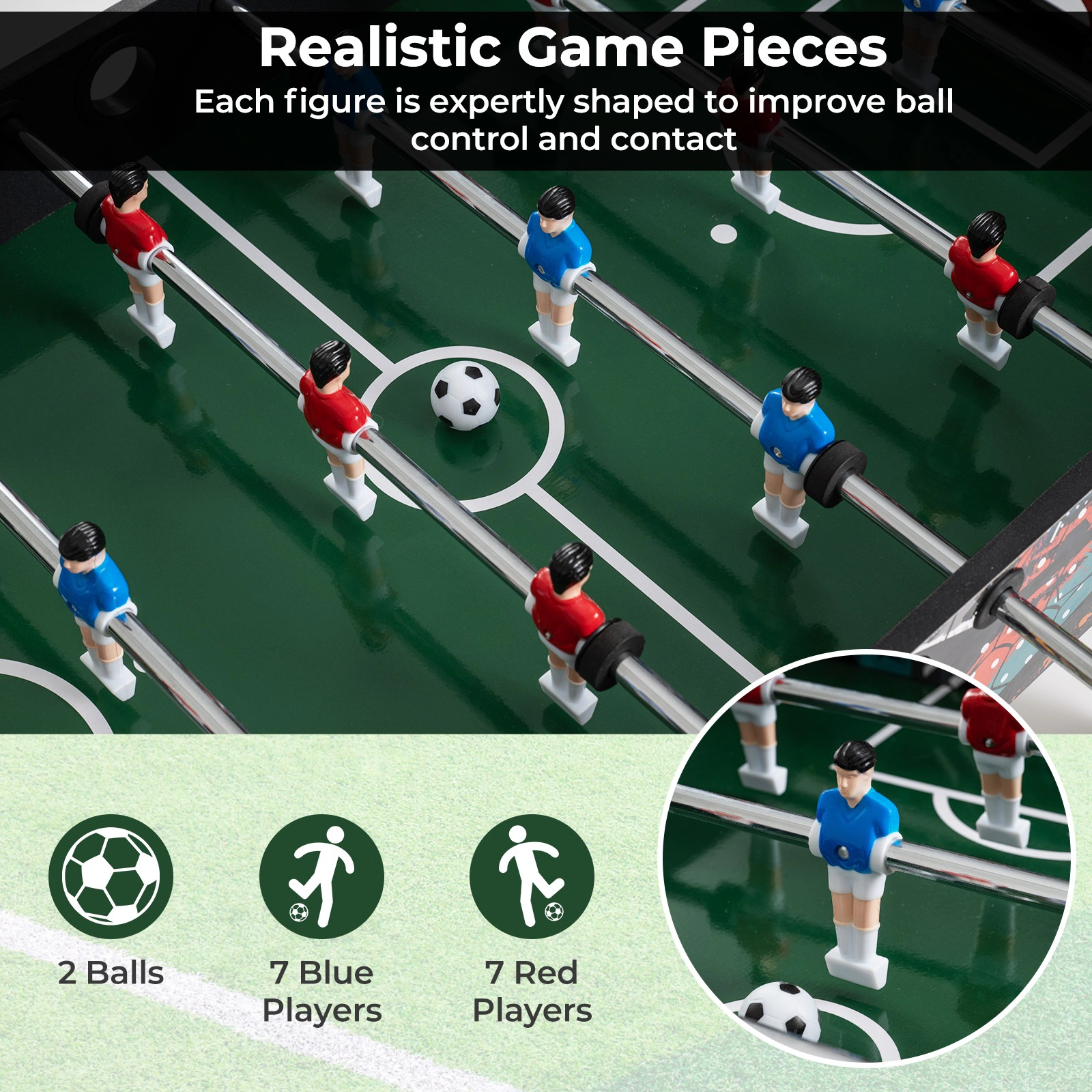 SUGIFT Black 2-in-1 Mini Foosball Soccer Table with Detachable Legs and Metal Rods 34-in W 20-in D 27-in H