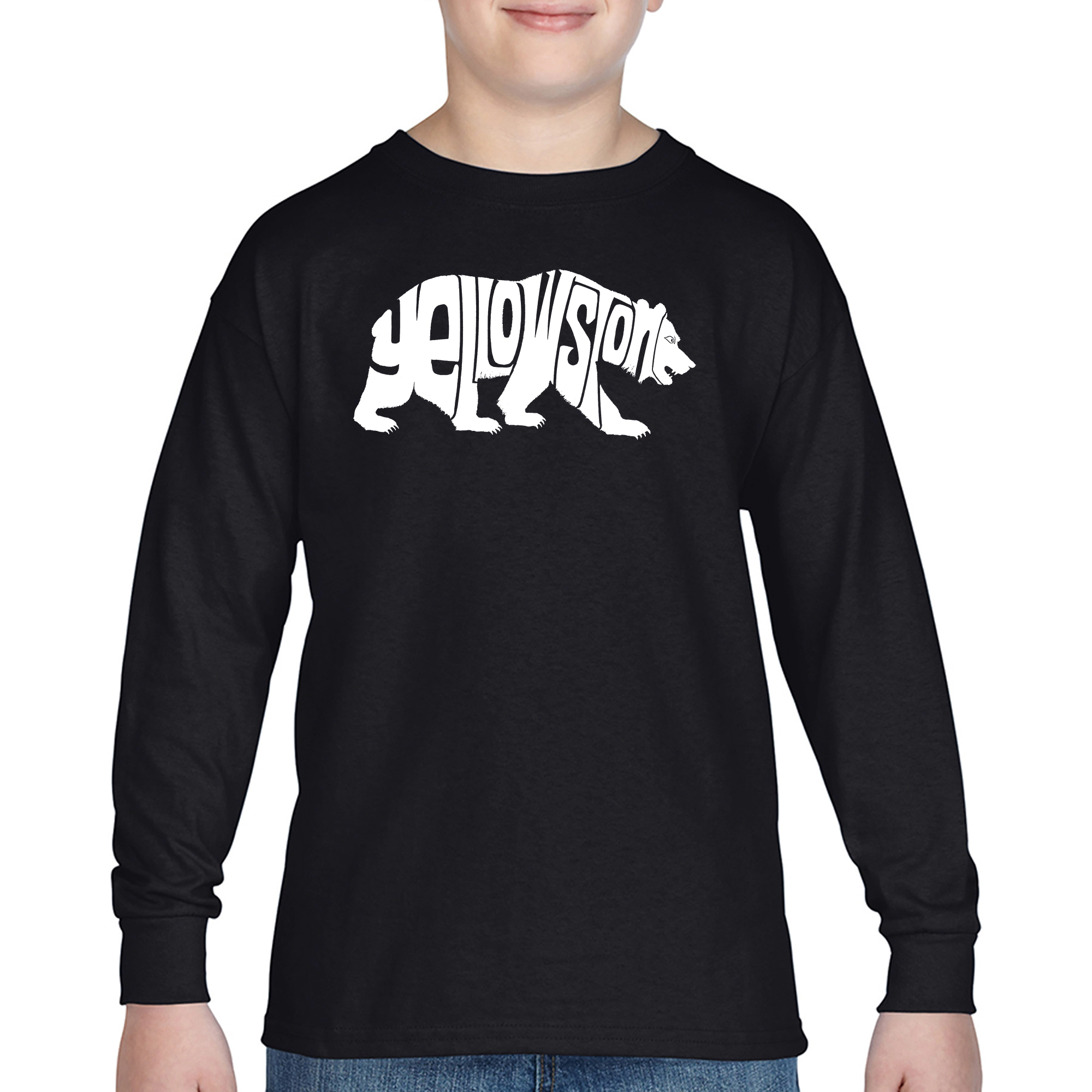 LA Pop Art Boys Long Sleeve T-Shirt - Yellowstone Bear