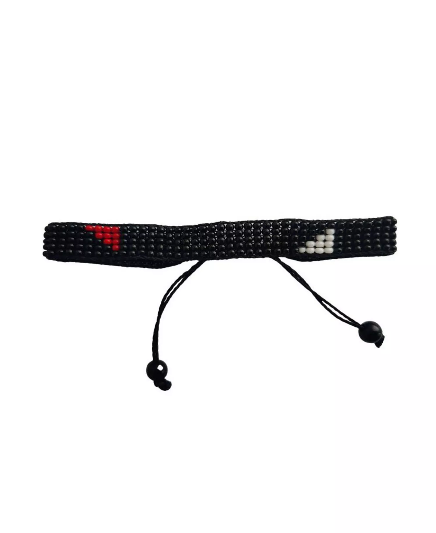 Silent Strength Hand-Beaded Bracelet in Black with Red & White Triangles