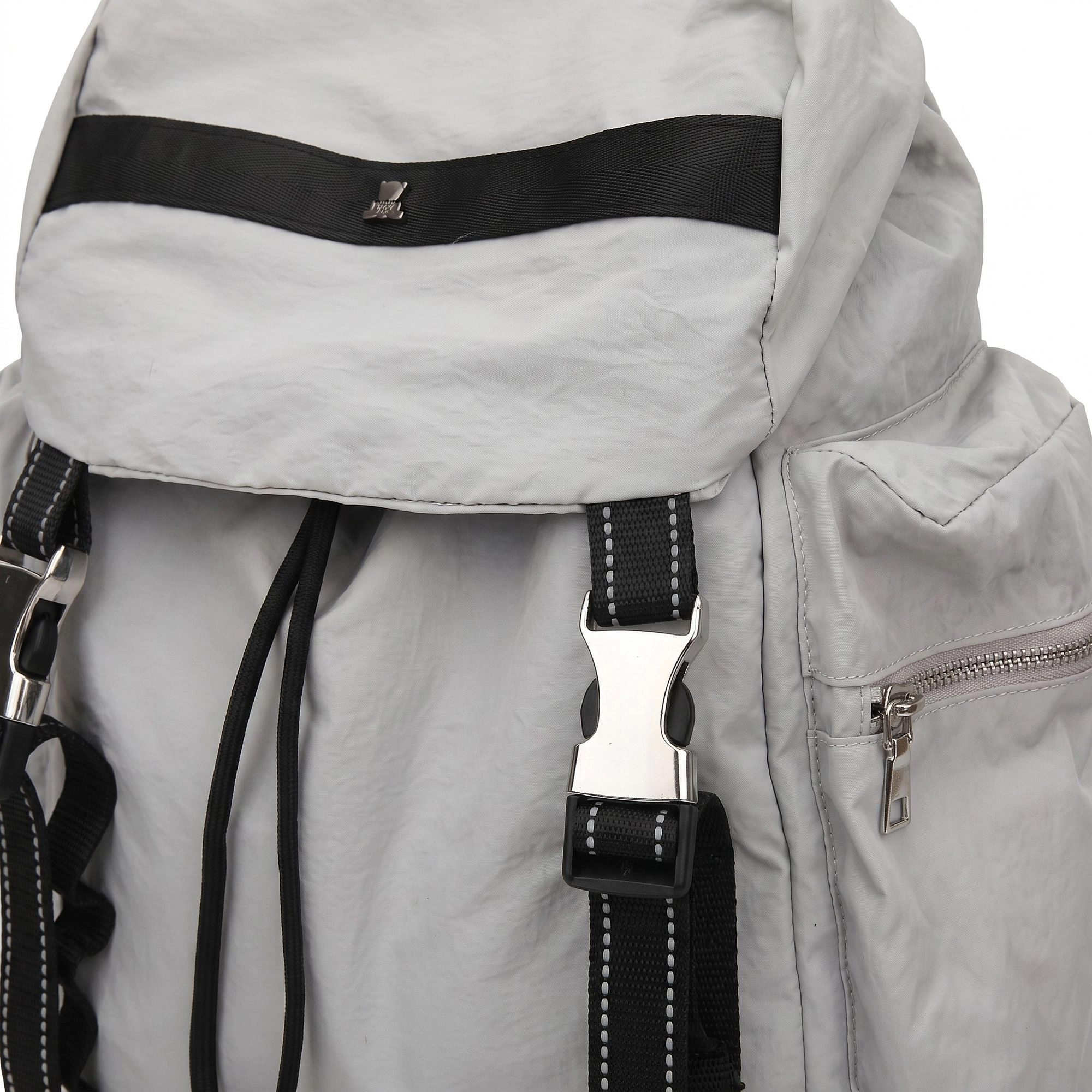 Alilang Women's Flap Drawstring Backpack with Dual Buckle Straps and Zippered Side Pockets