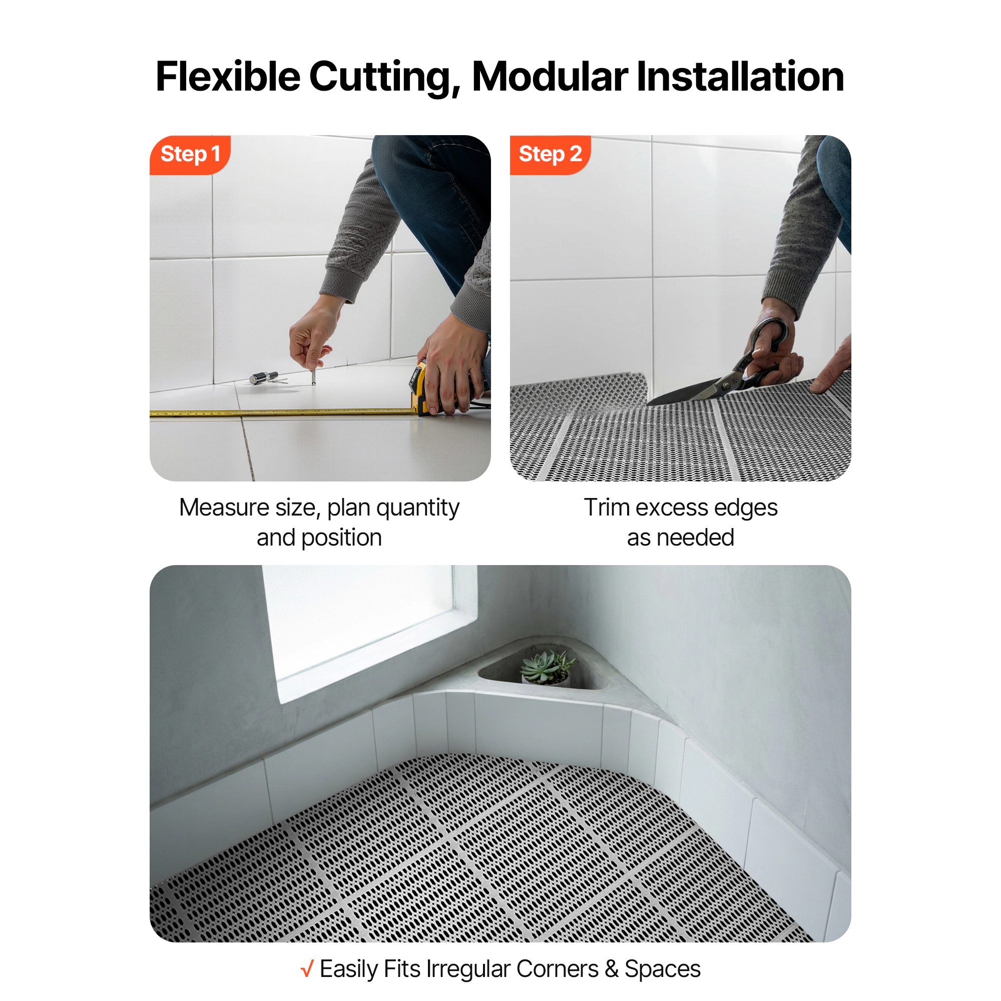 HONGGE Drainage Mat PVC Non Slip Commercial Floor Mat Wet Area Water Drain Splash Matting Hollow Doormat Roll for