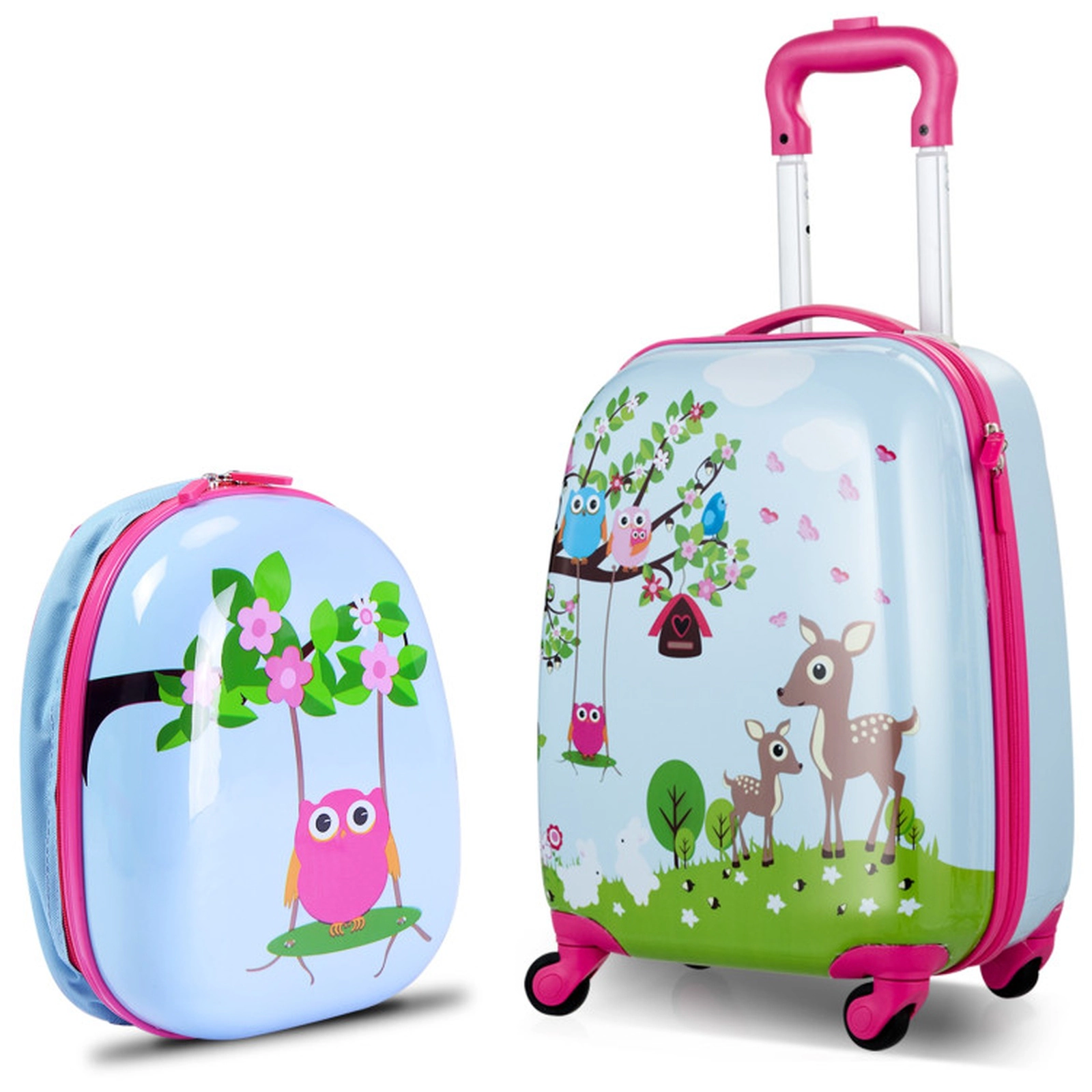 SUGIFT Kids 2-Piece ABS Hardshell Rolling Carry-On Suitcase Backpack Luggage Set 18-in x 12-in x 8.5-in Blue